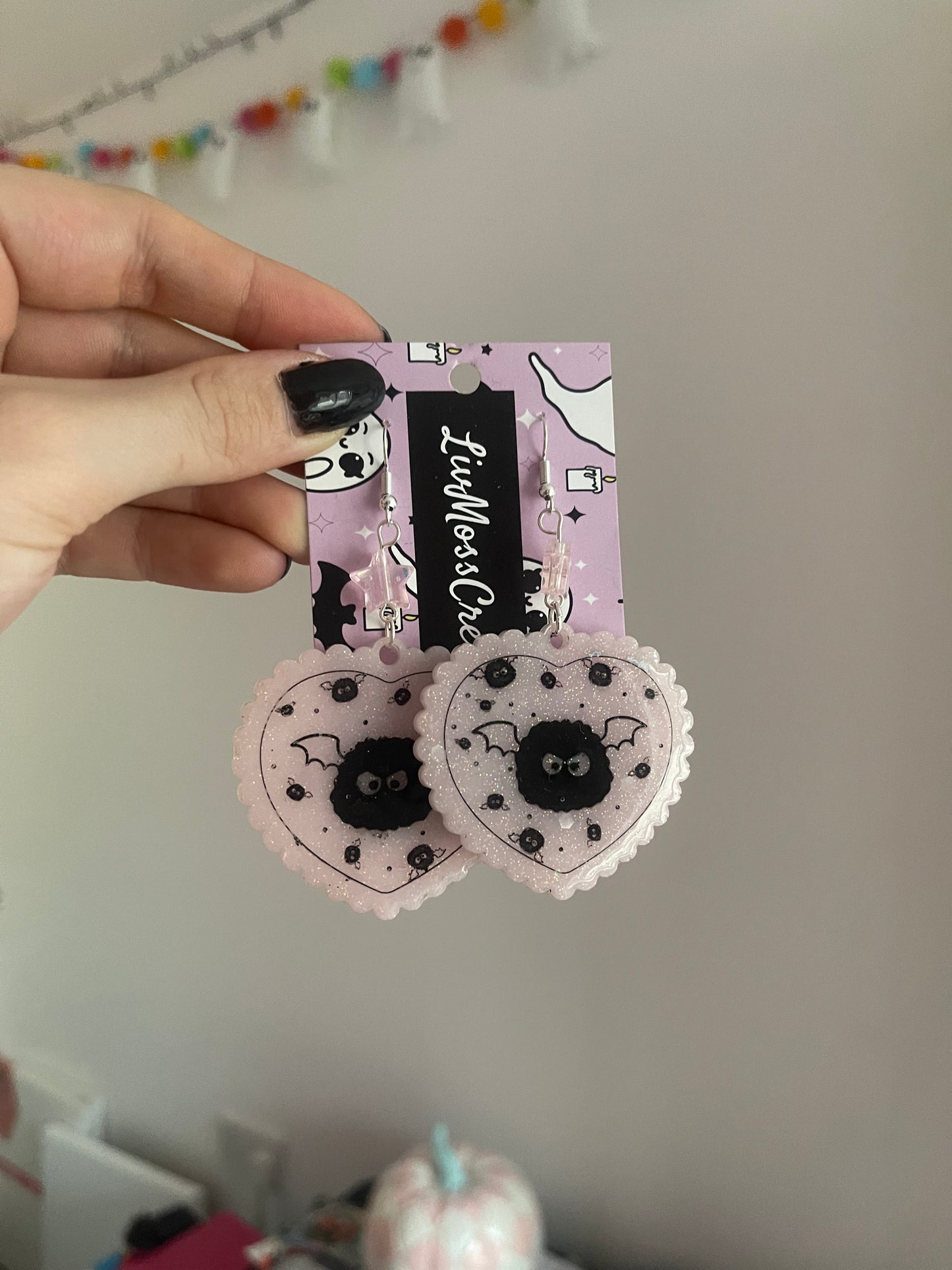 Bat Sprite Hearts Earrings