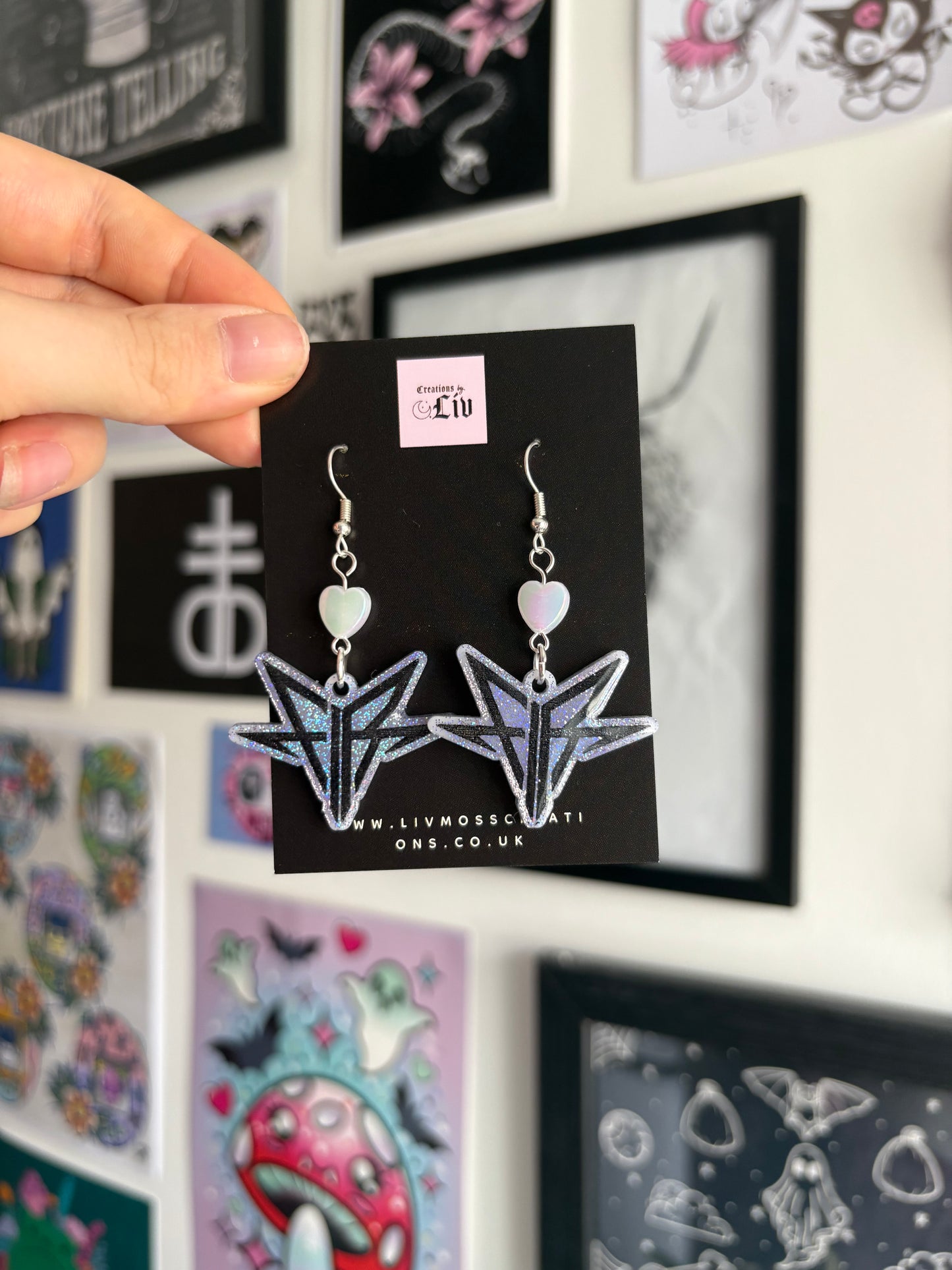 Lilac Holographic Falling Backwards Earrings