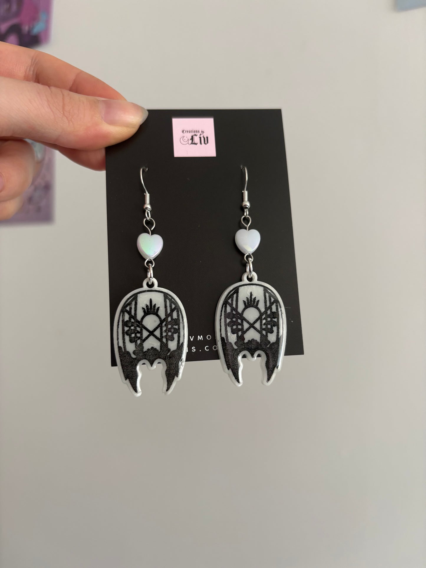 White Sleepy Mask Earrings