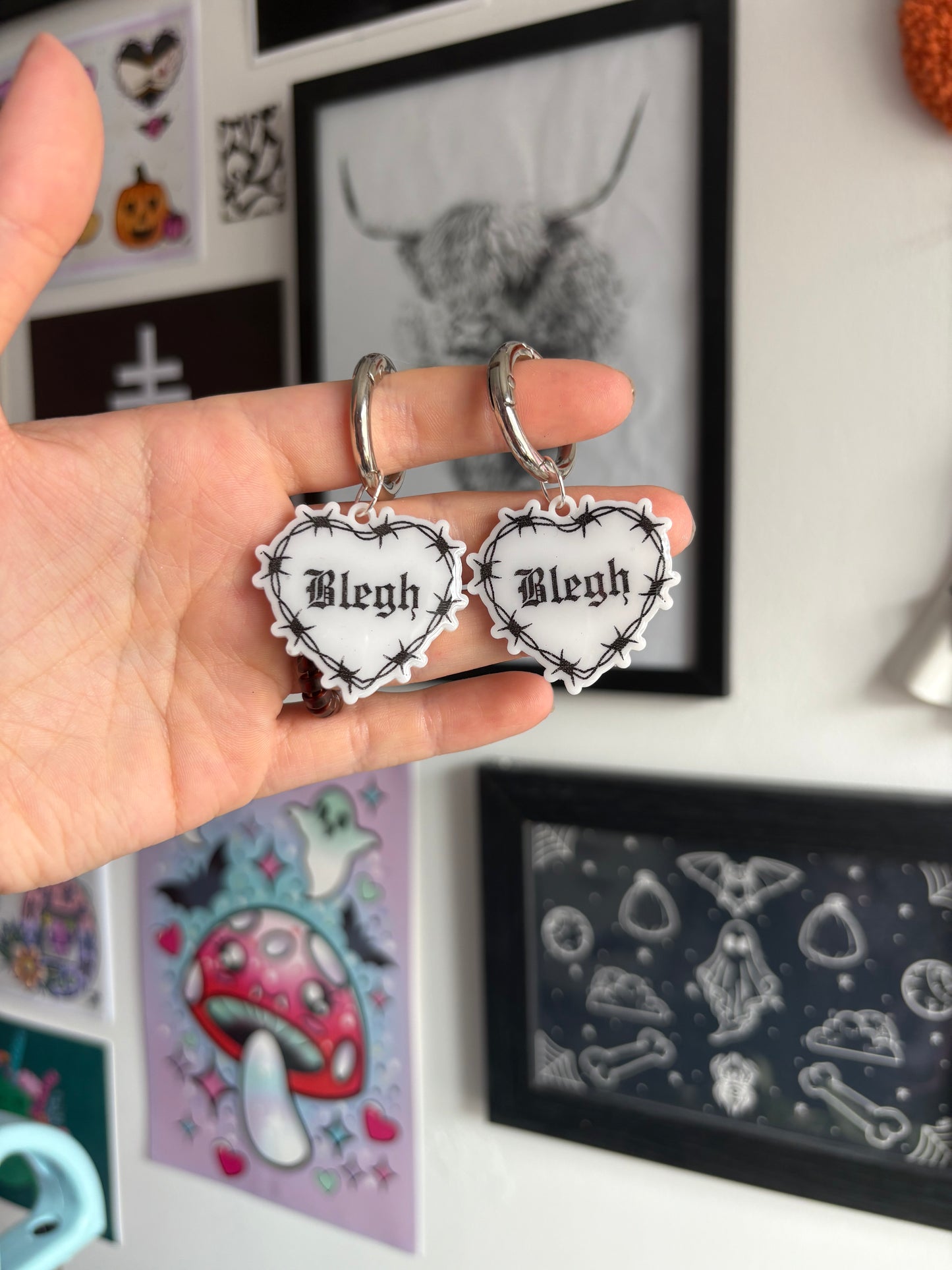 White Blegh Barbed Heart Boot Charms