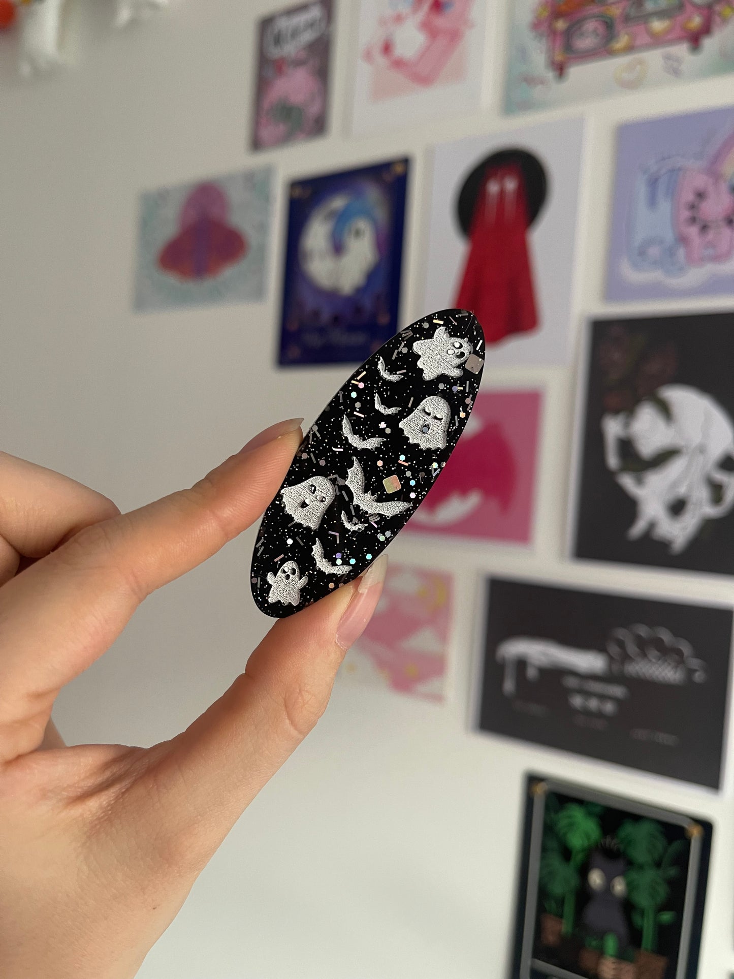 Ghosts and Bats Barrette Clips