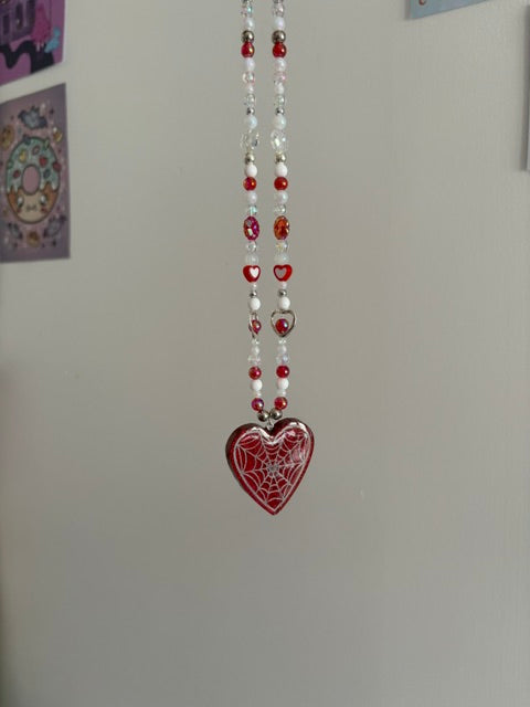 Red Web Heart Necklace