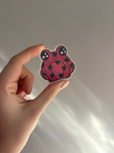 Red + Black Hearts Froggy Holographic Sticker