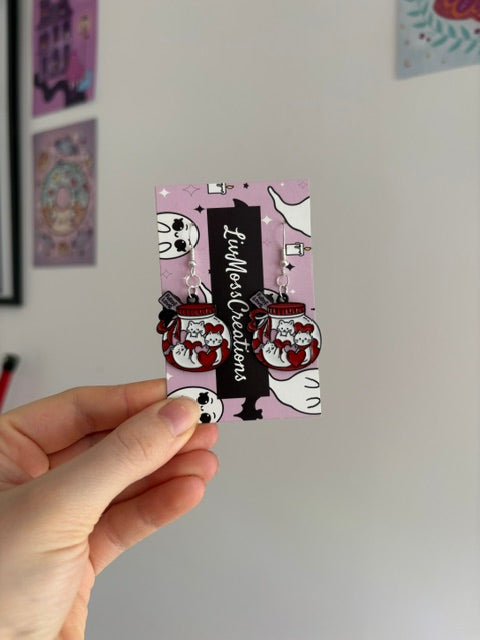 Valentine Kitty Jar Earrings