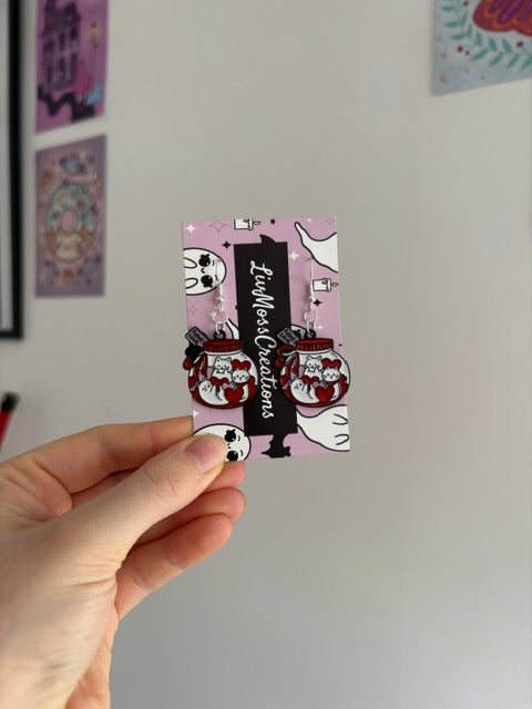 Valentine Kitty Jar Earrings