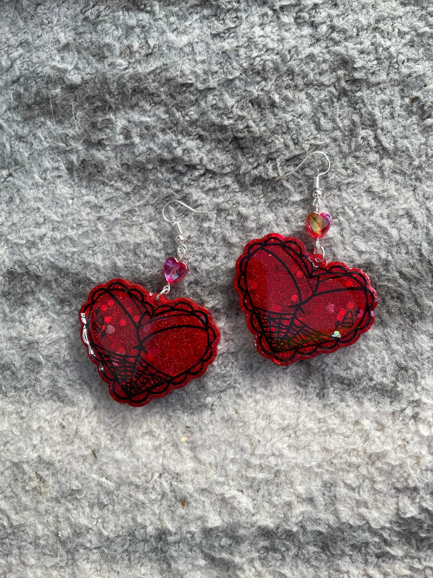 Red Glitter Spooky Booty Earrings
