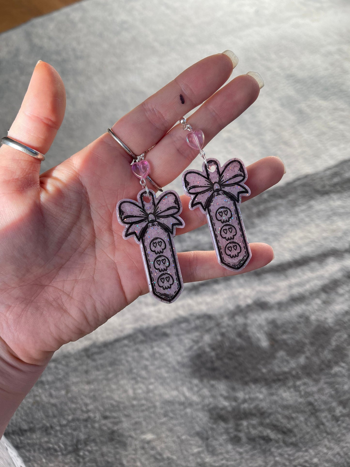 Pink Skull Paddle Earrings