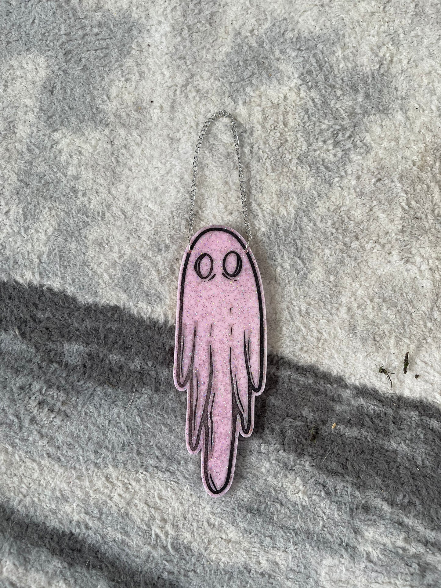 Pink Glitter Pastel Goth Ghost Wall Hanging