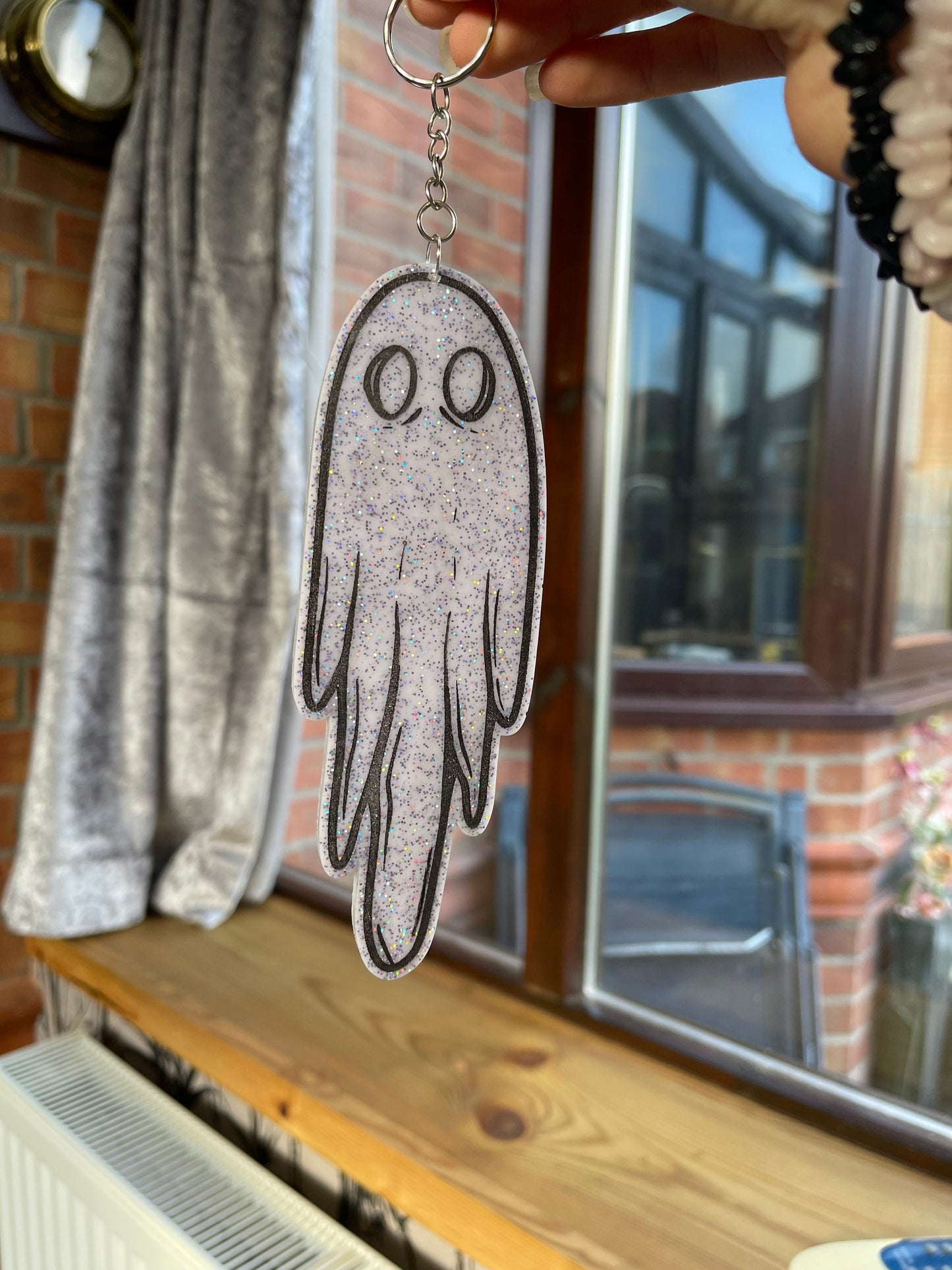 Lilac Glitter Pastel Goth Ghost Wall Hanging