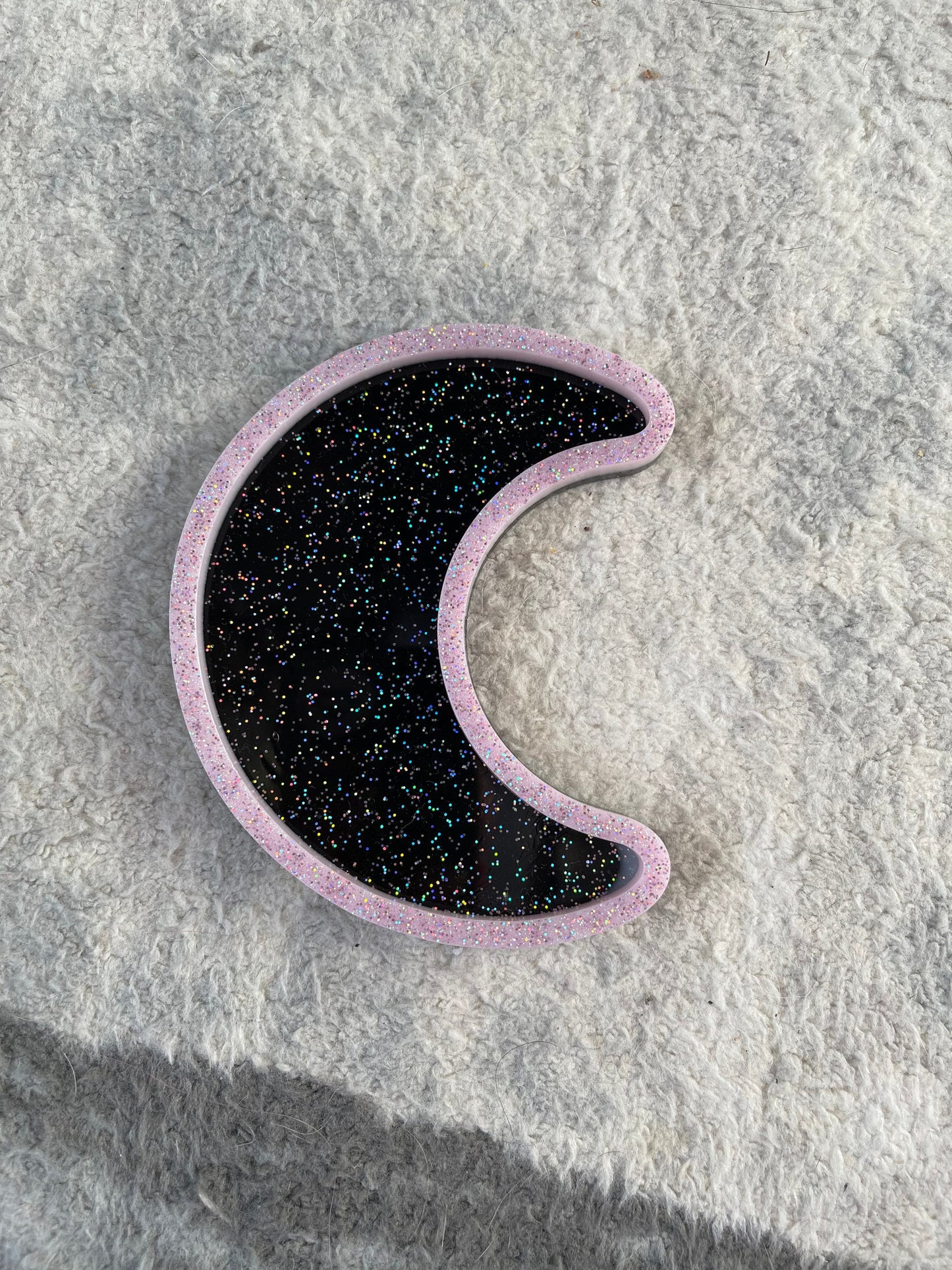 Pink & Black Glitter Pastel Goth Crescent Moon Tray
