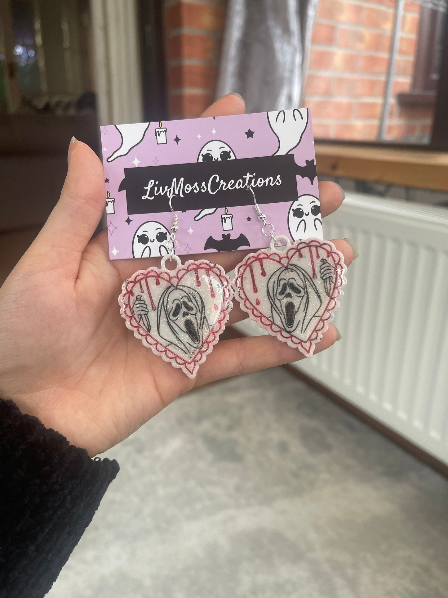 Drip Heart Horror Ghost Man Earrings