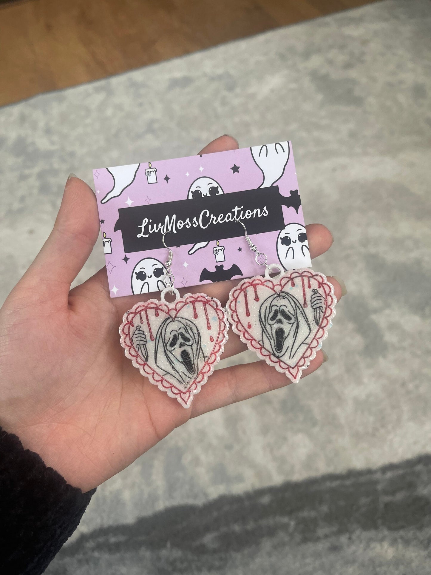 Drip Heart Horror Ghost Man Earrings