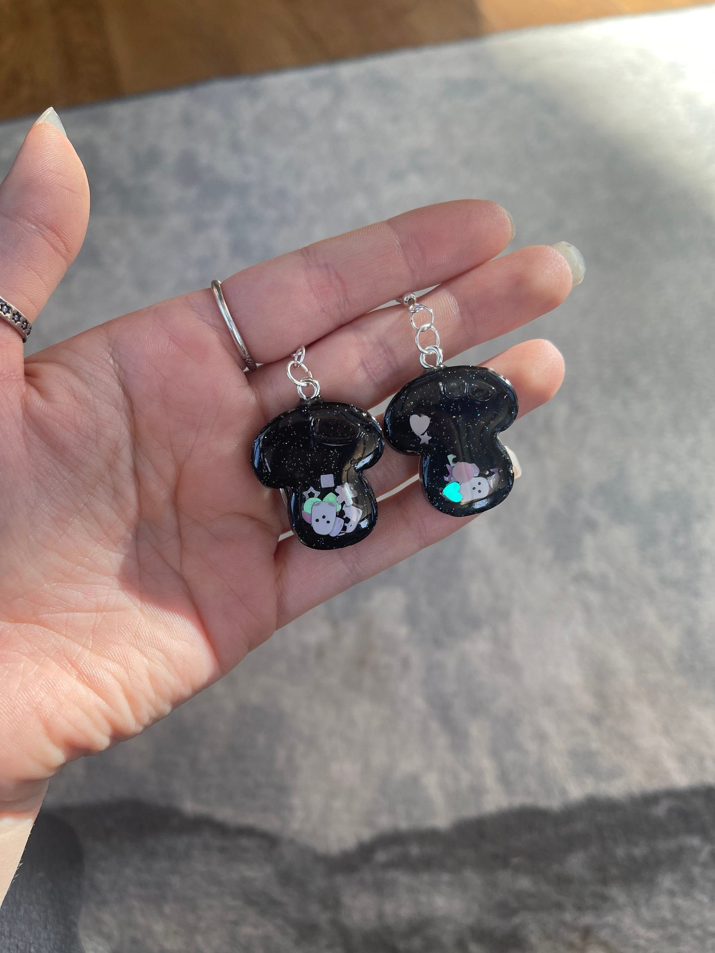 Black Mushroom Shaker Earrings