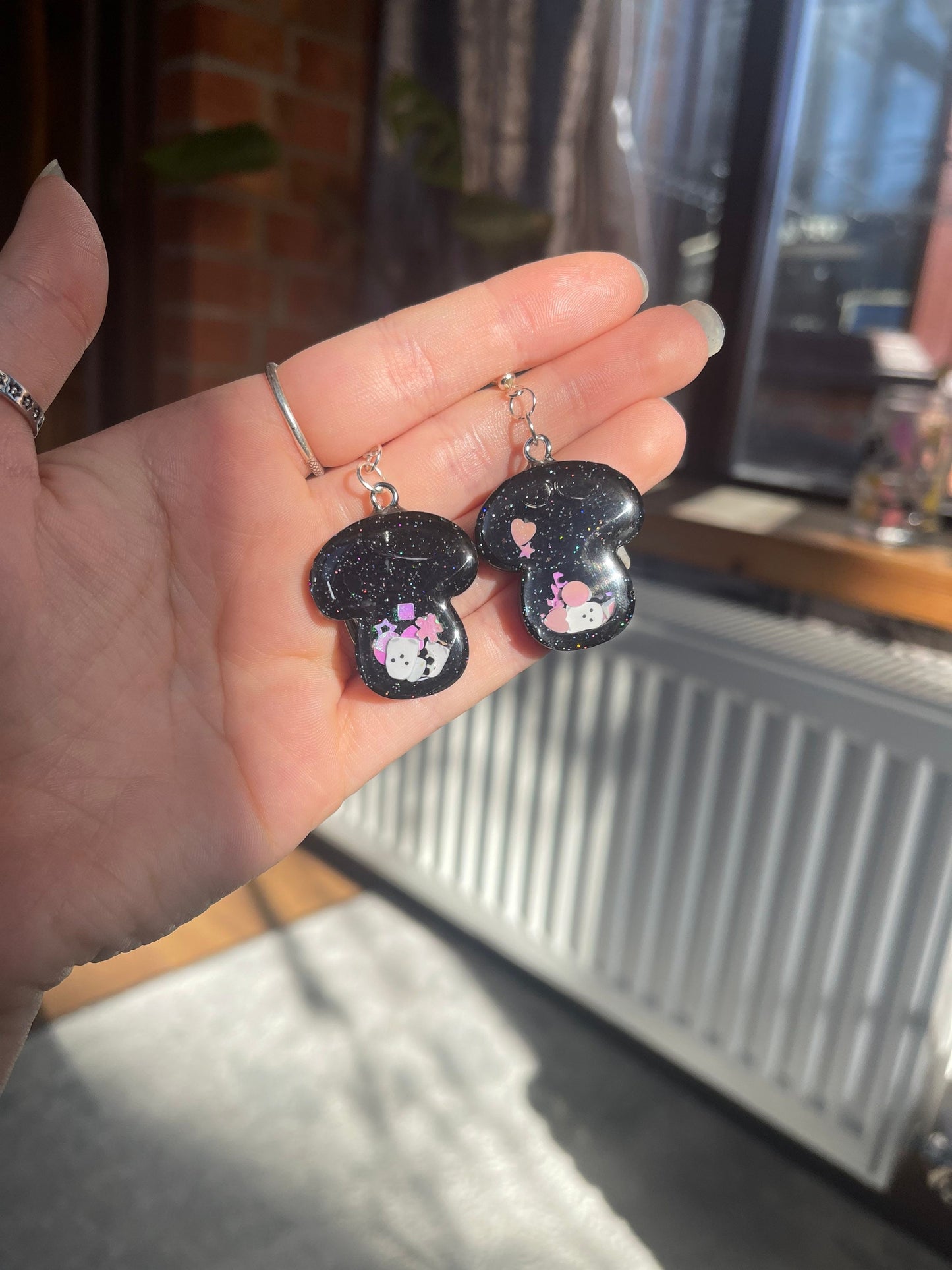 Black Mushroom Shaker Earrings