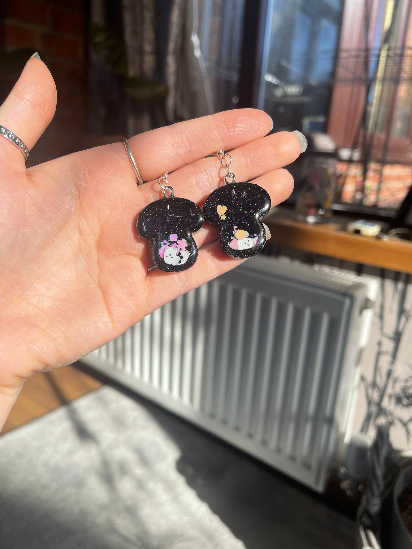 Black Mushroom Shaker Earrings