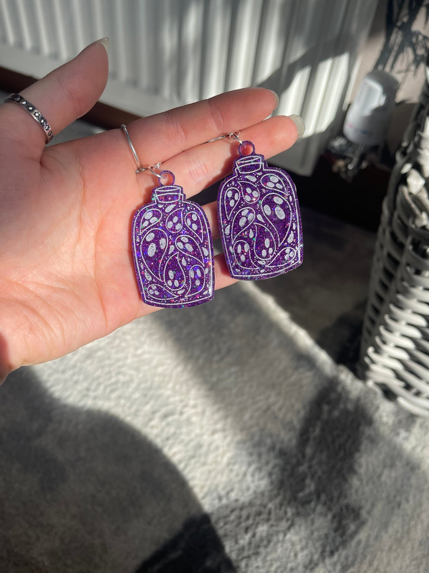 Purple Ghost Jar Earrings