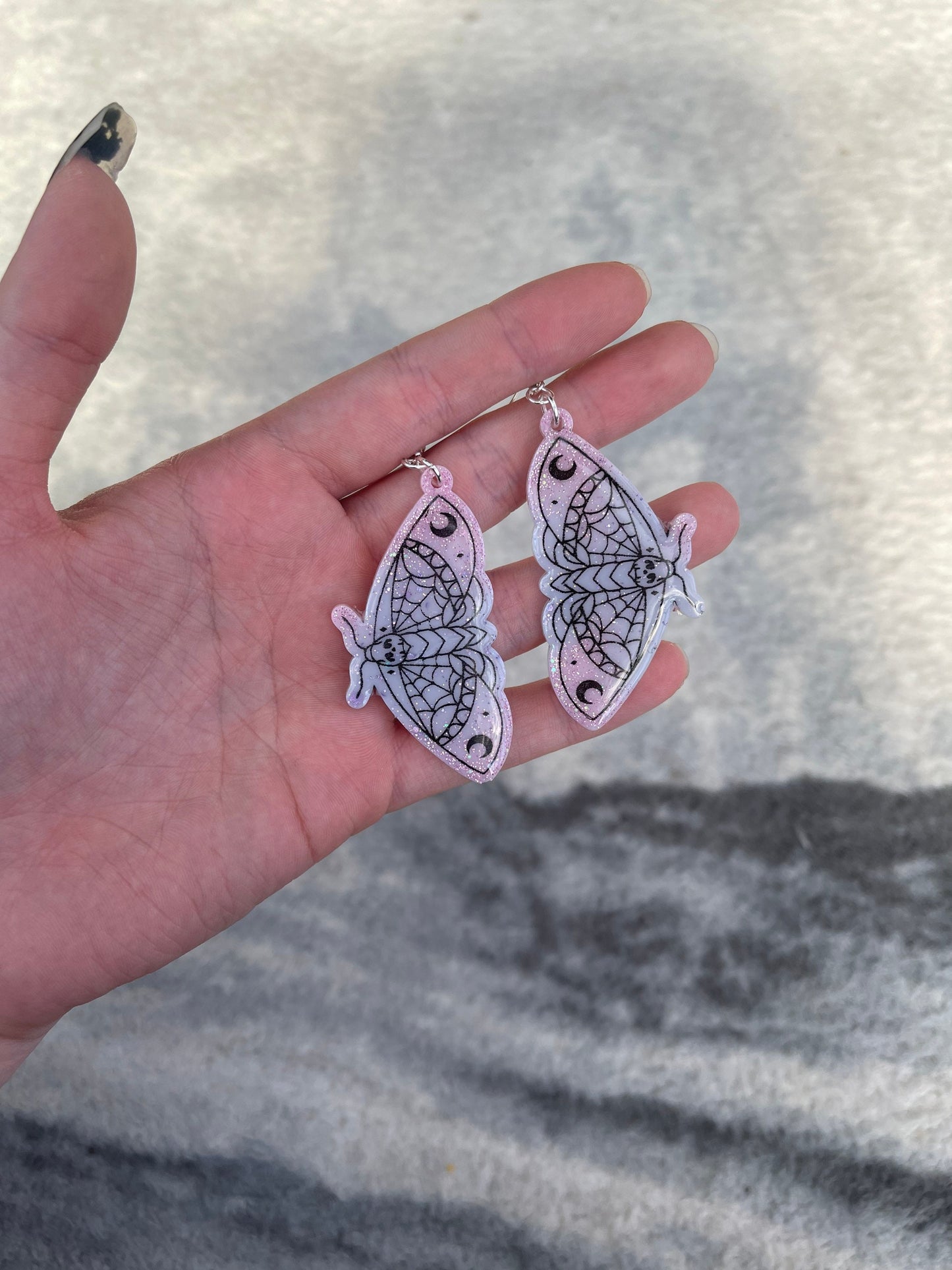 Pink and Lilac Death Moths Earrings