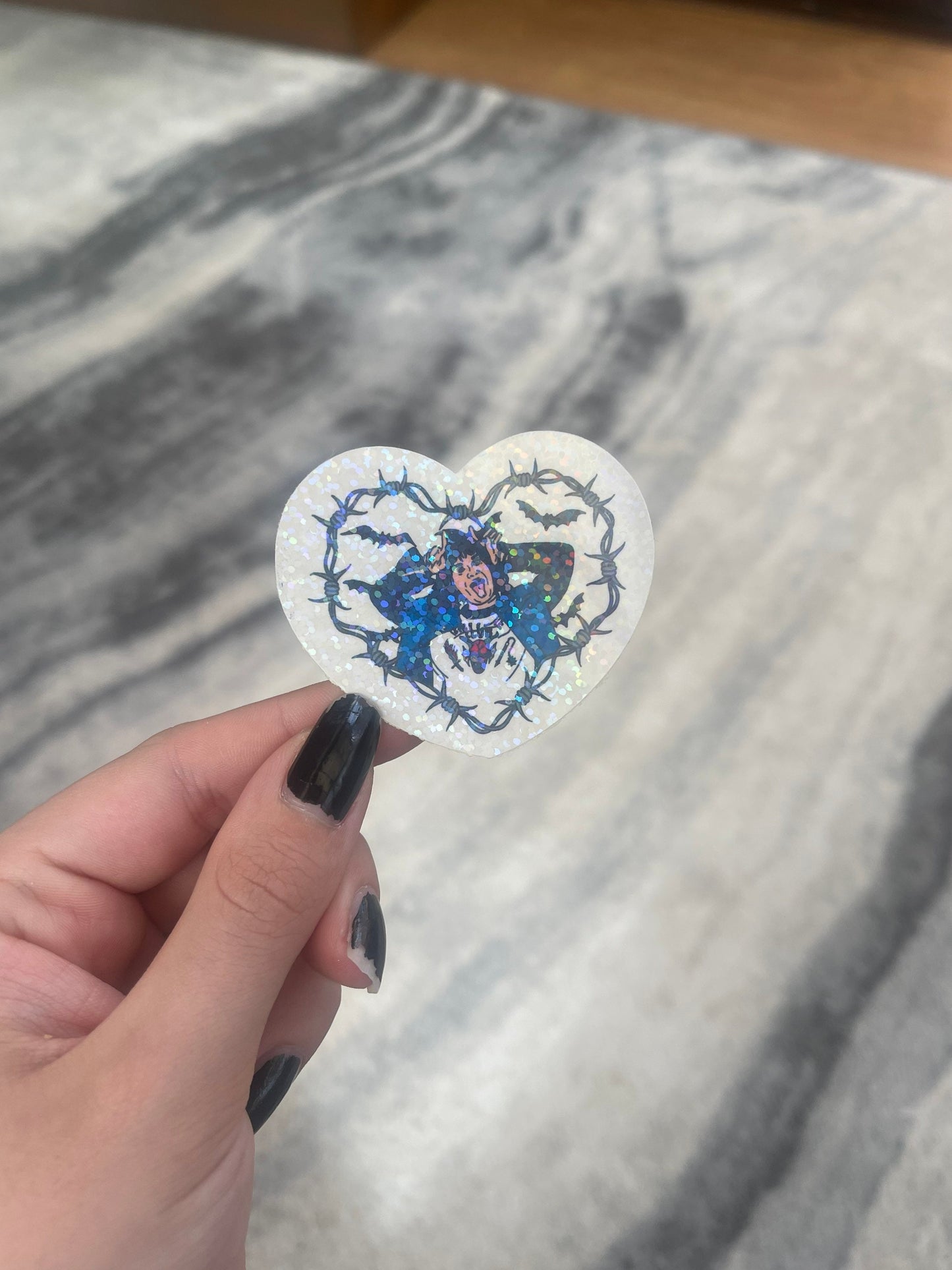 Holographic Barbed Heart Character Sticker