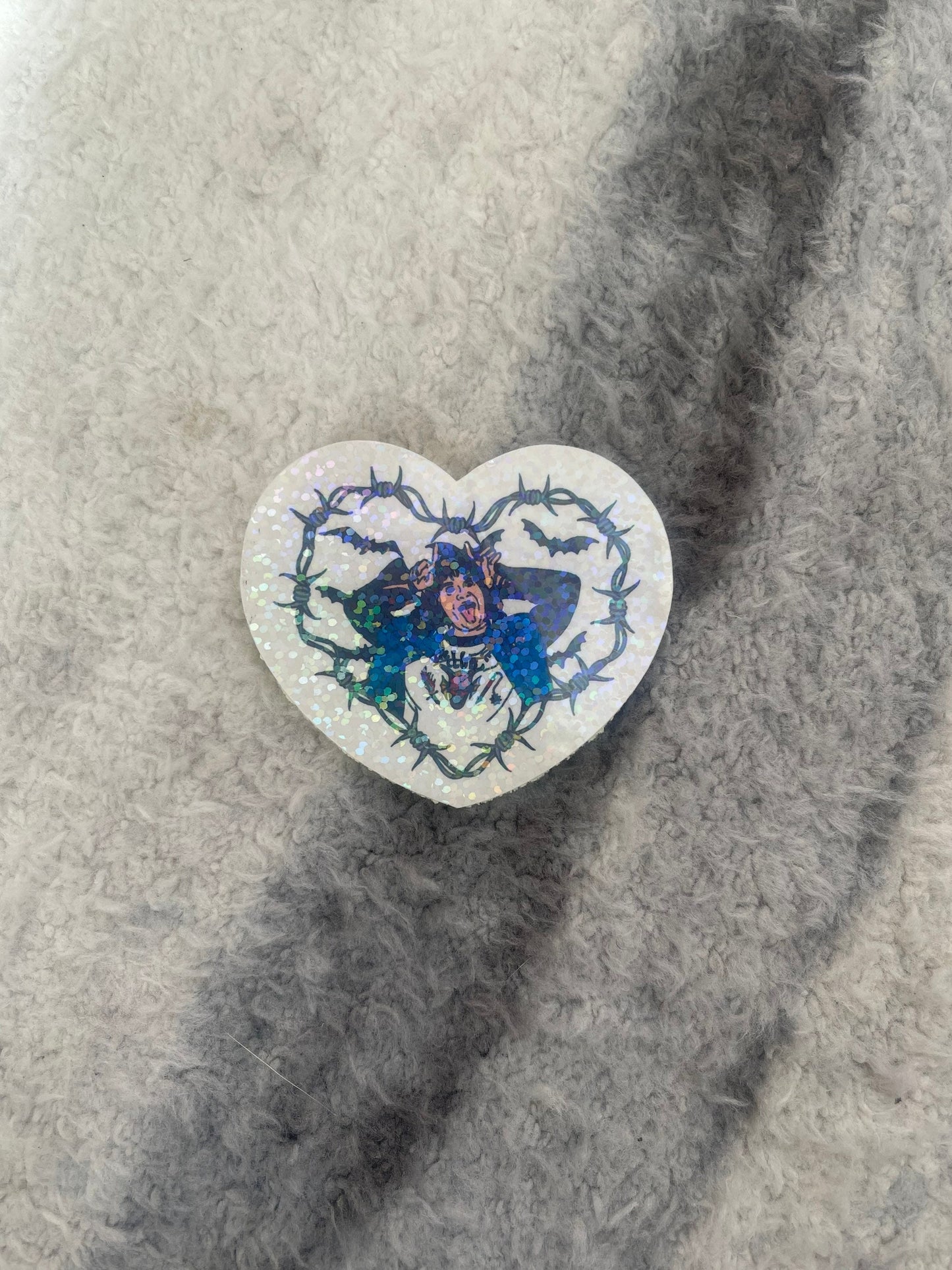 Holographic Barbed Heart Character Sticker