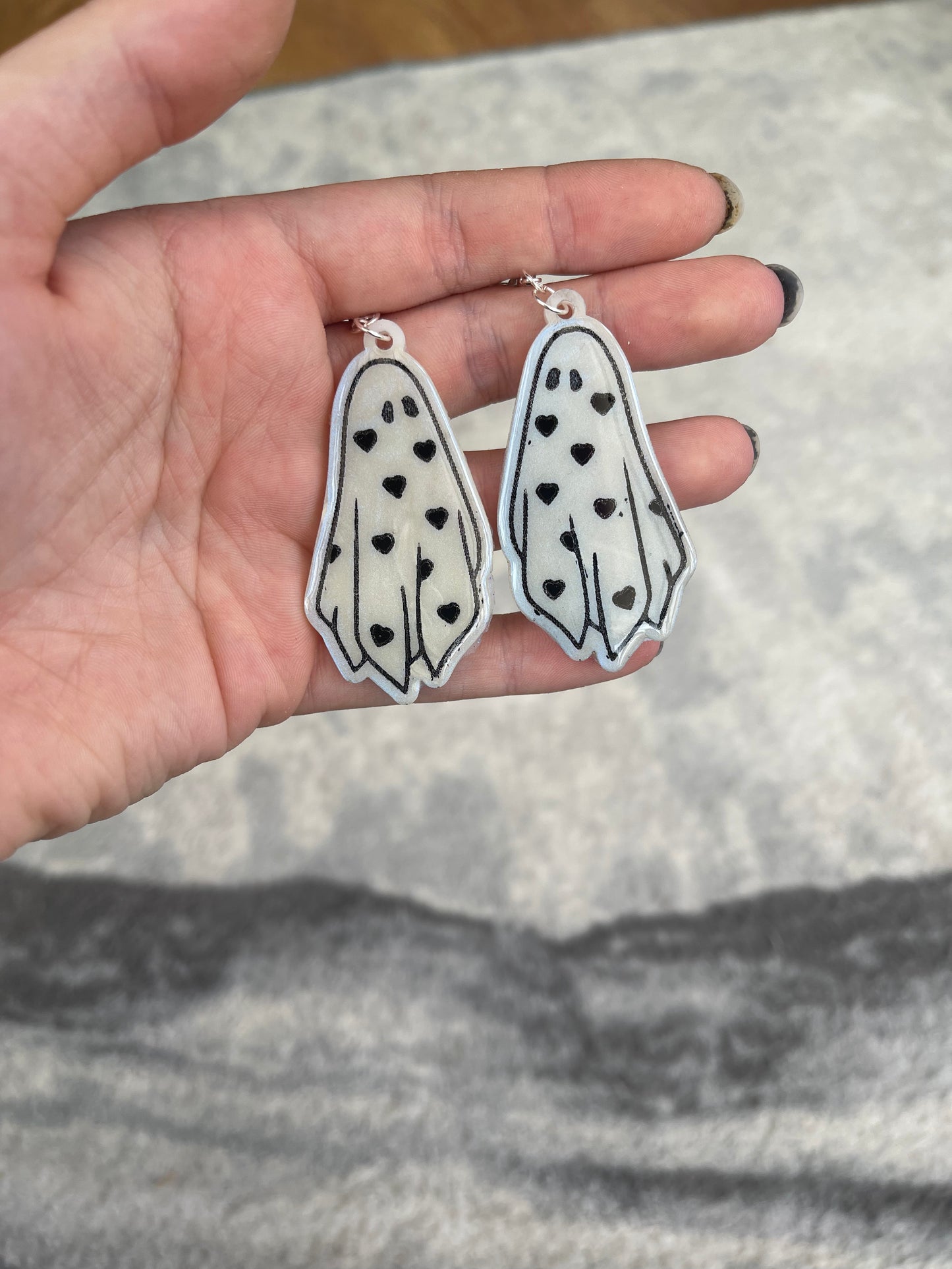Blue Colour Shift Hearts Ghost Earrings