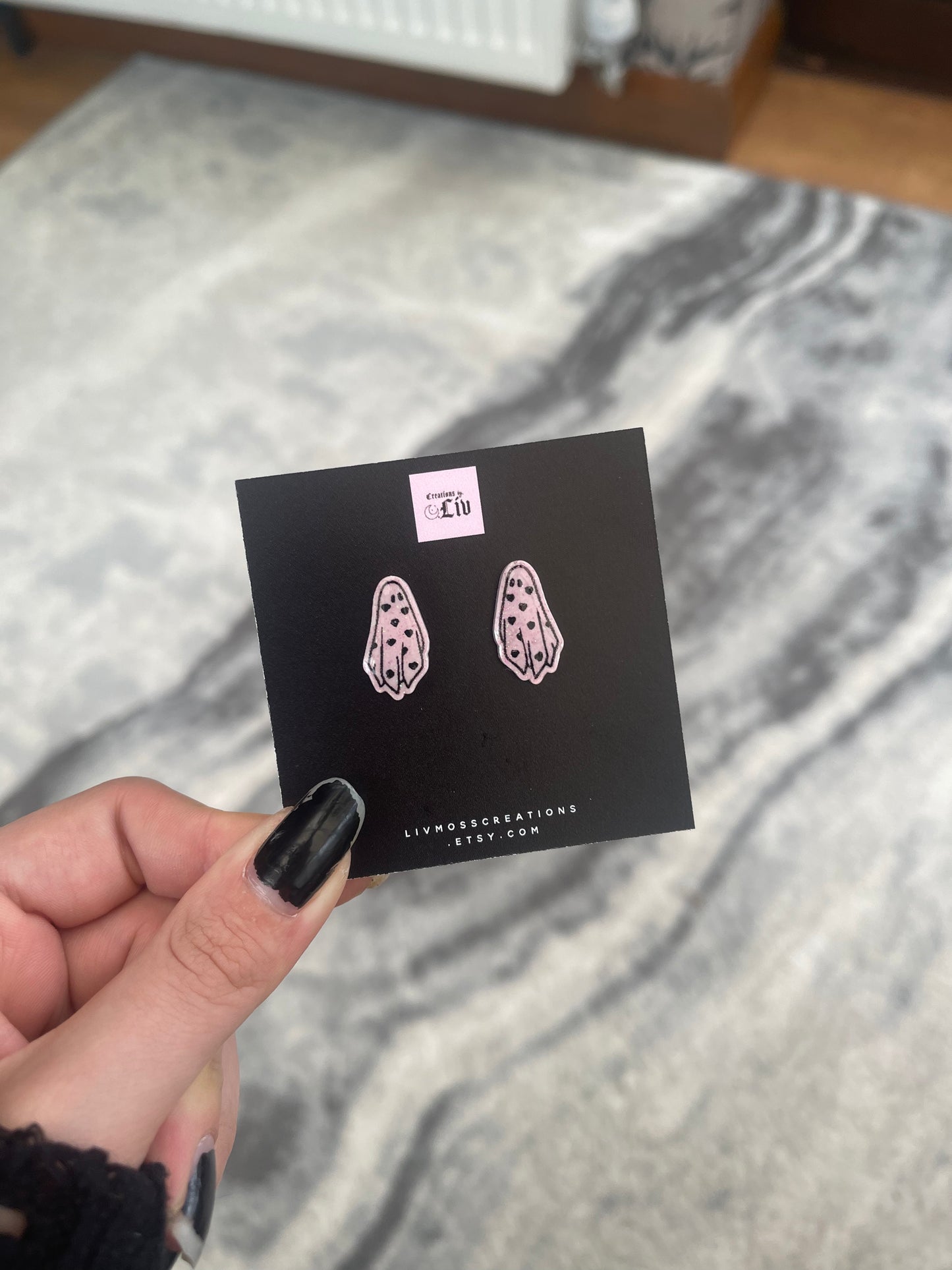 Pastel Pink Ghost Stud Earrings