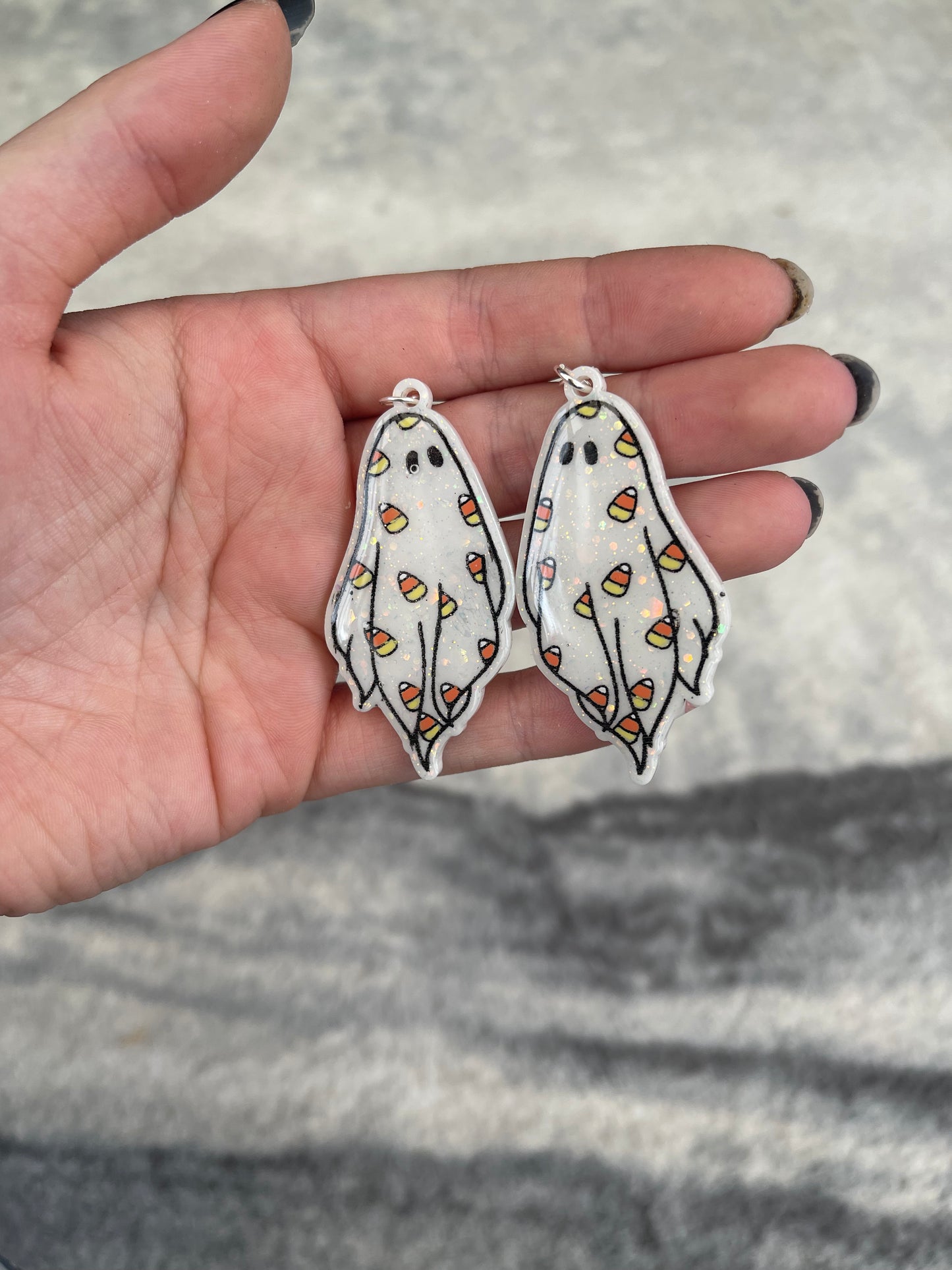 Candy Corn Ghost Earrings