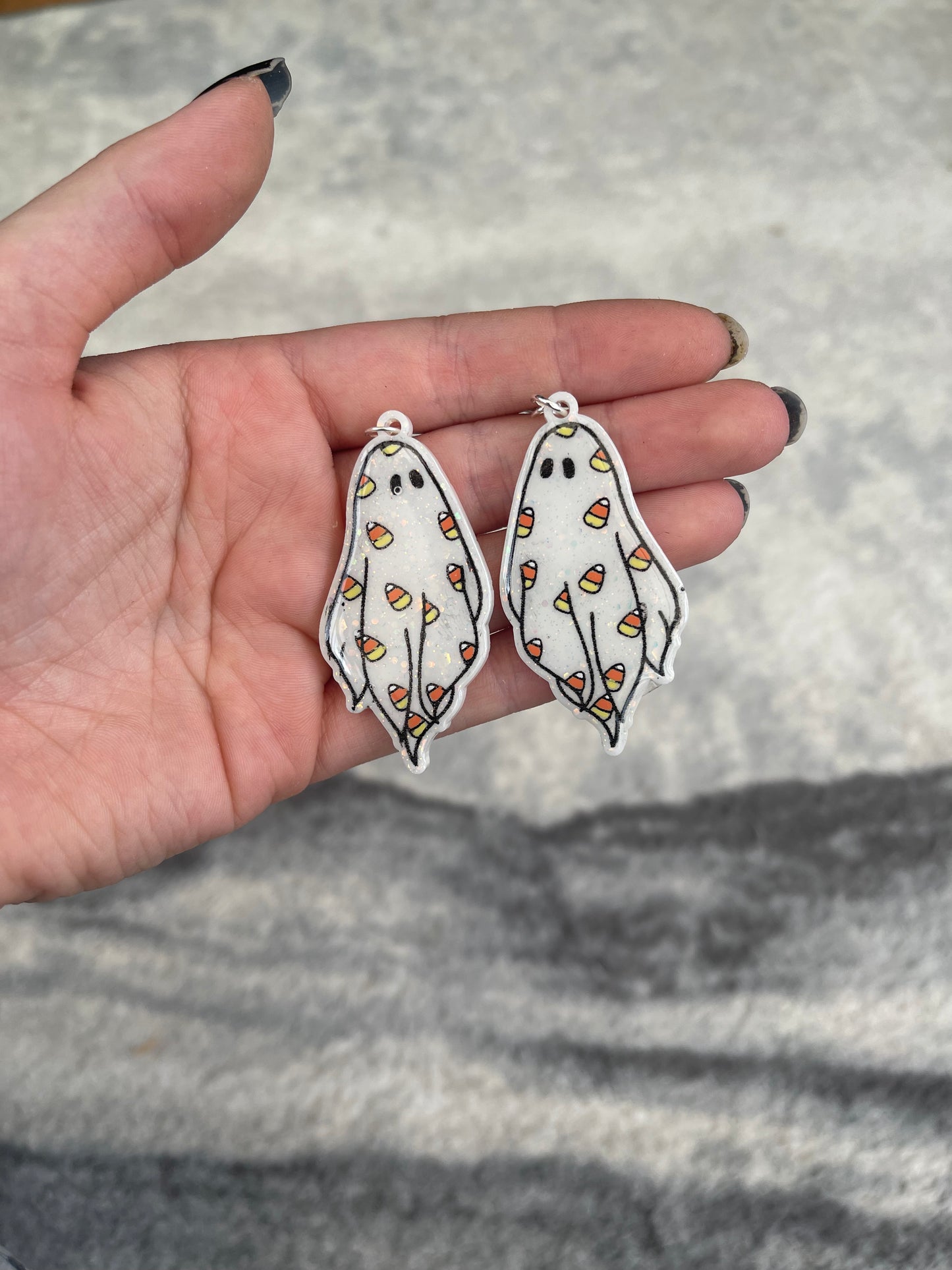 Candy Corn Ghost Earrings