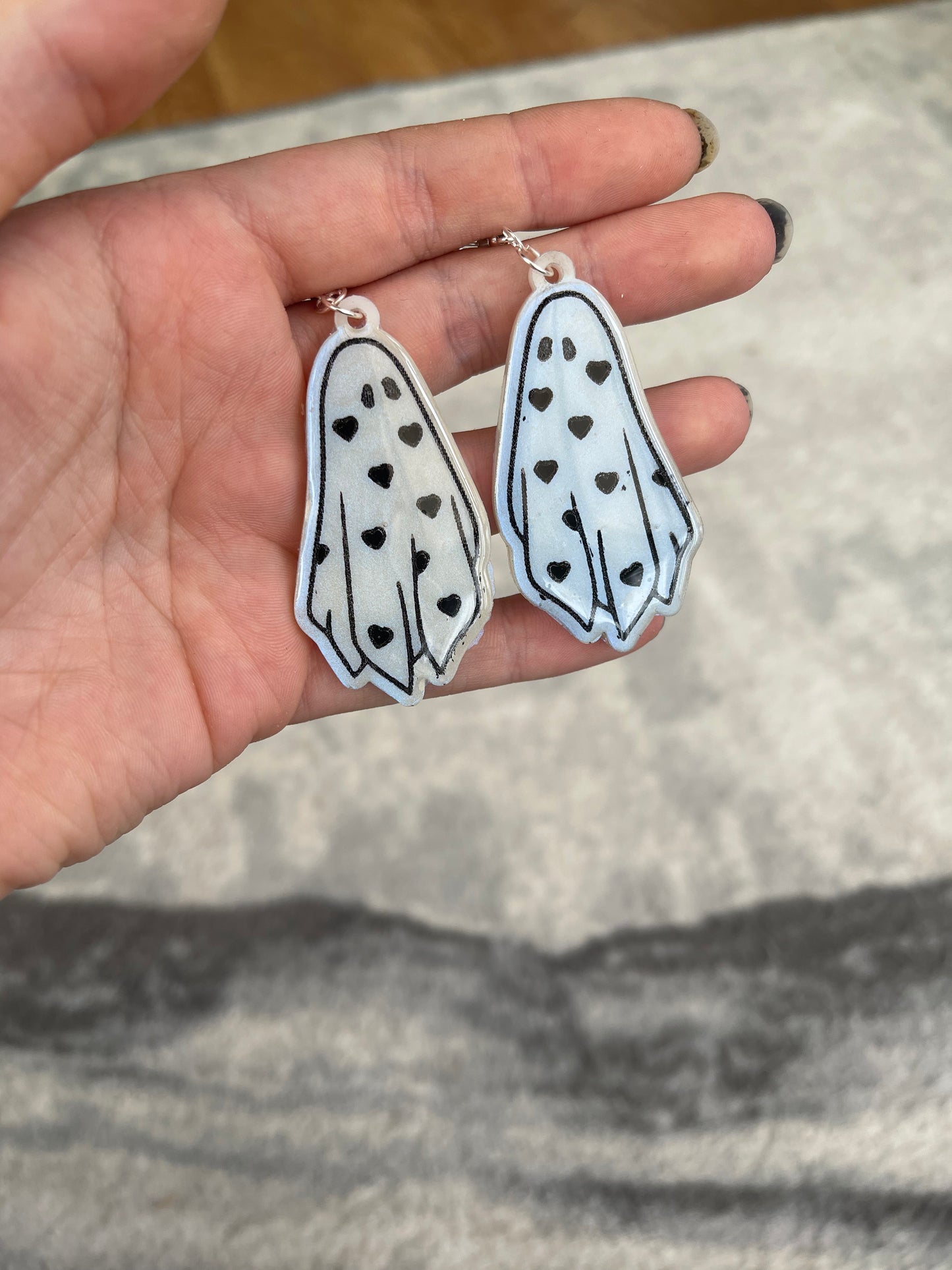Blue Colour Shift Hearts Ghost Earrings