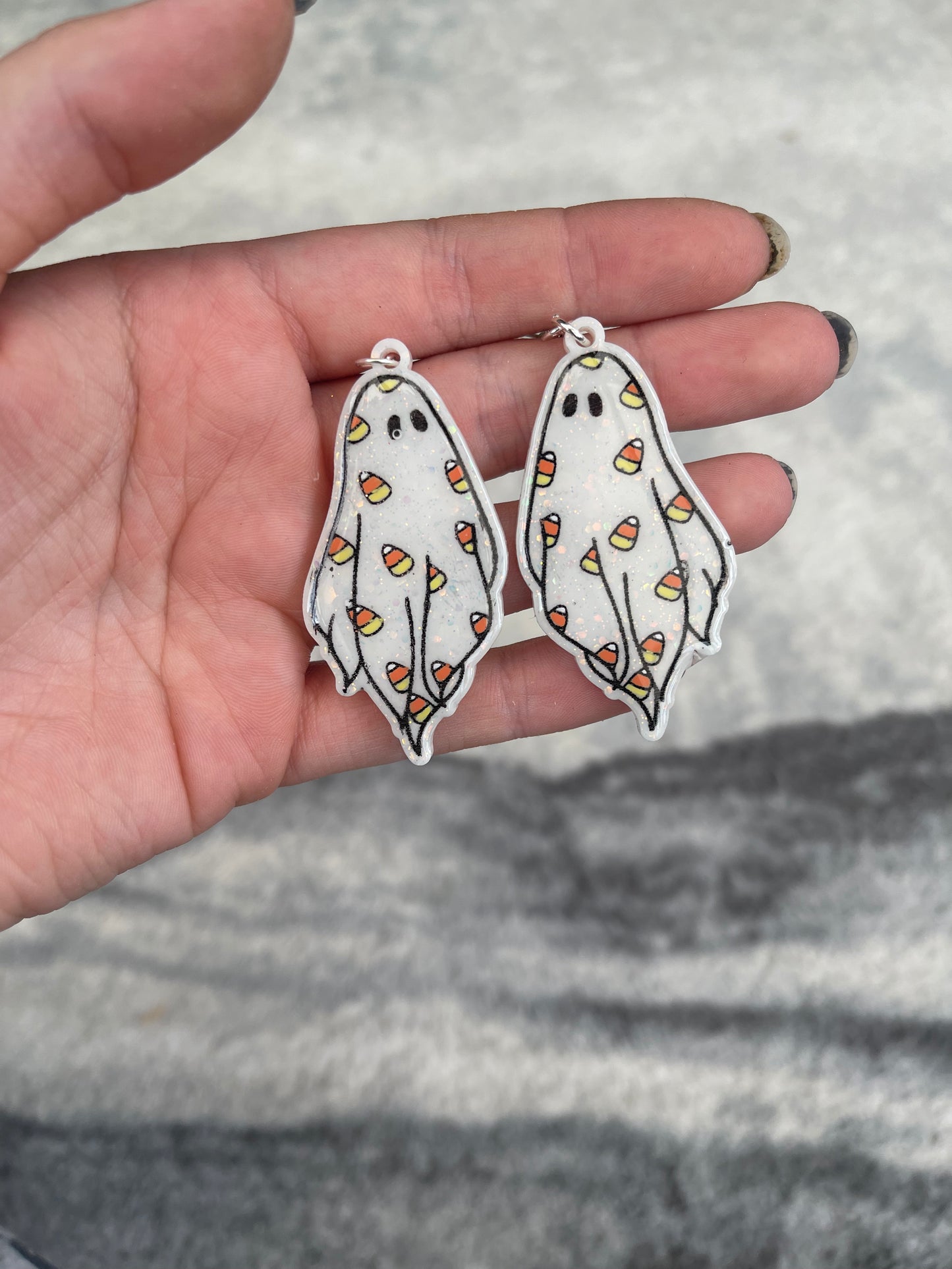 Candy Corn Ghost Earrings