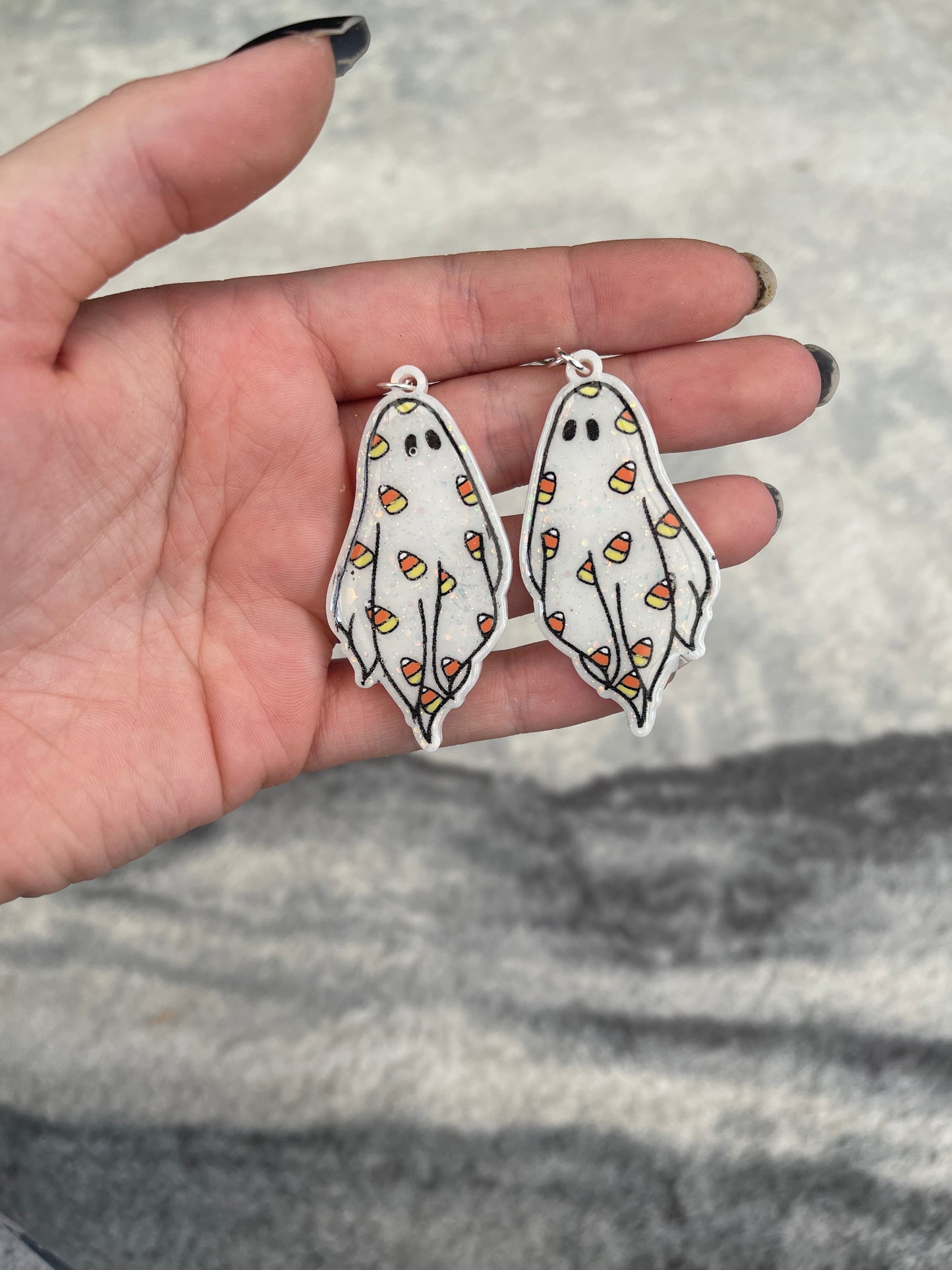 Candy Corn Ghost Earrings