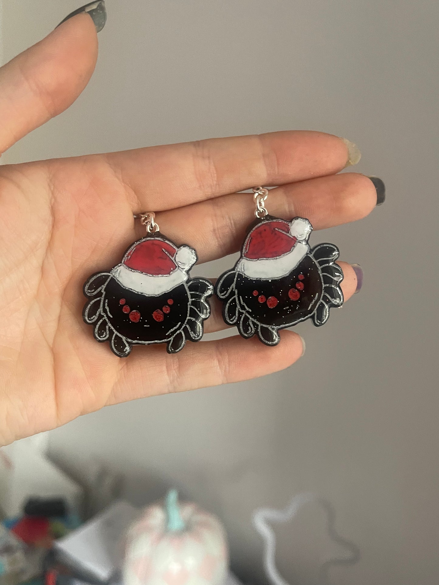 Spooky Christmas Spiders Earrings