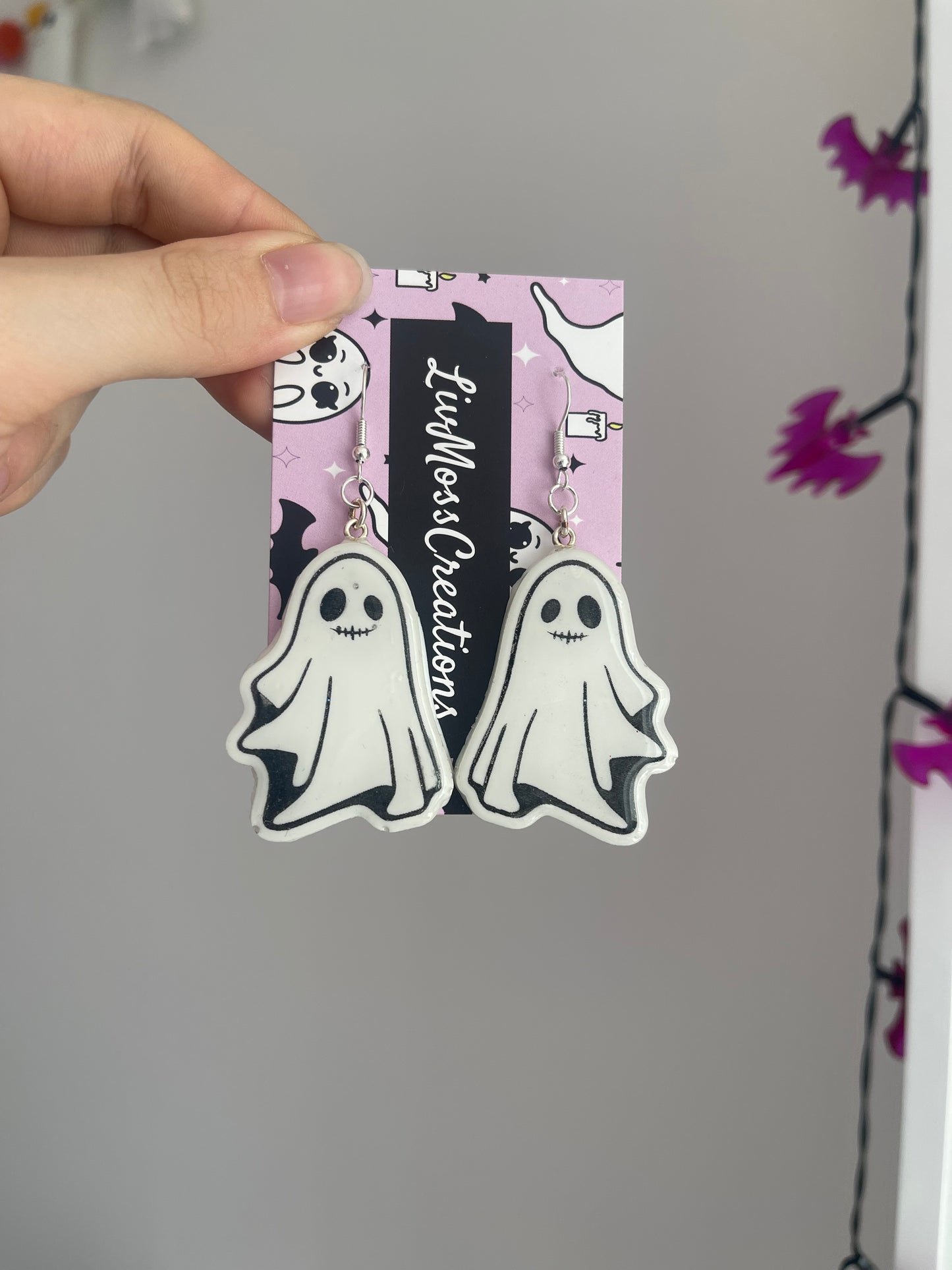 Stitched Mouth Ghost Earrings