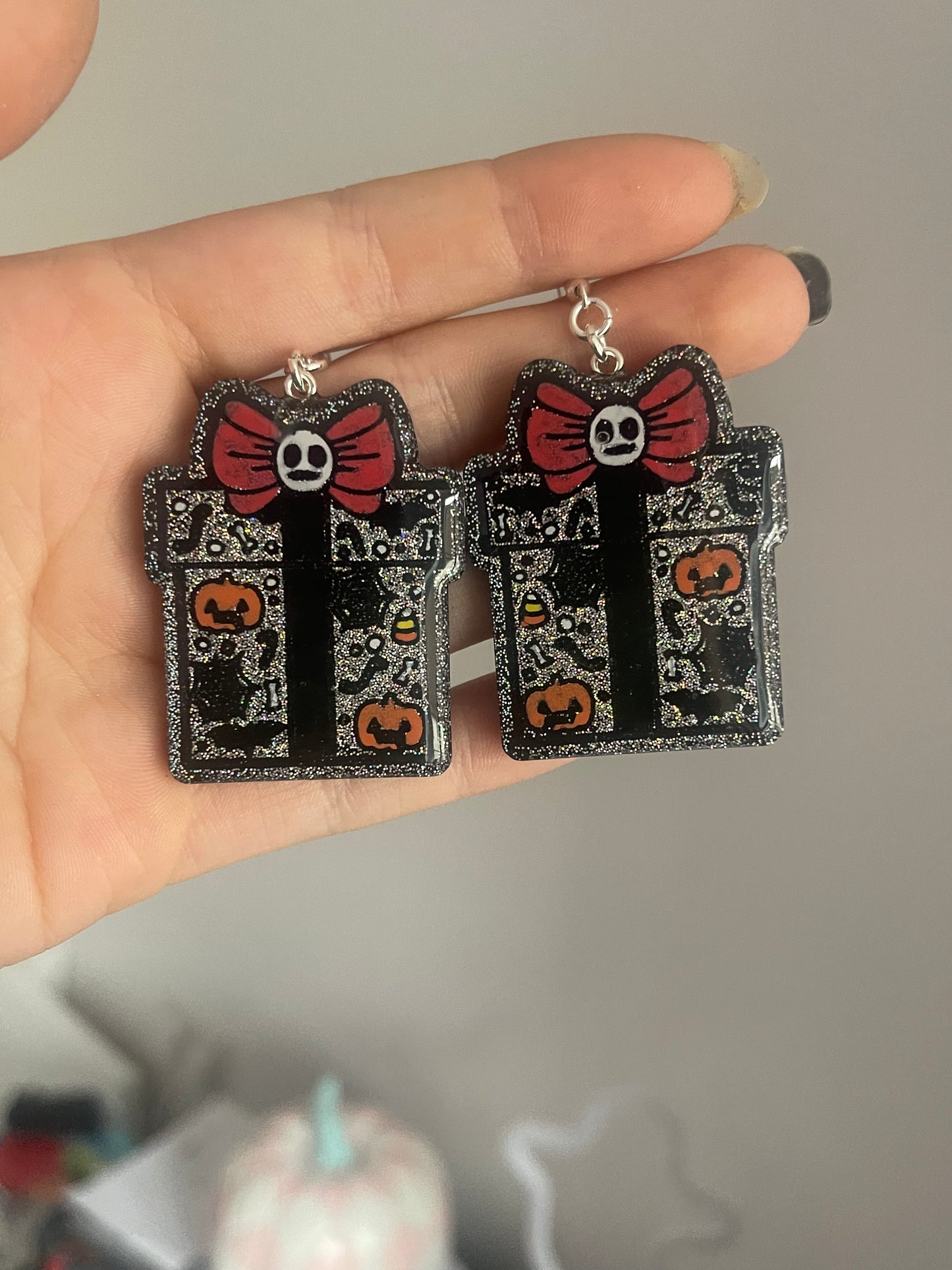 Holographic Spooky Presents Earrings