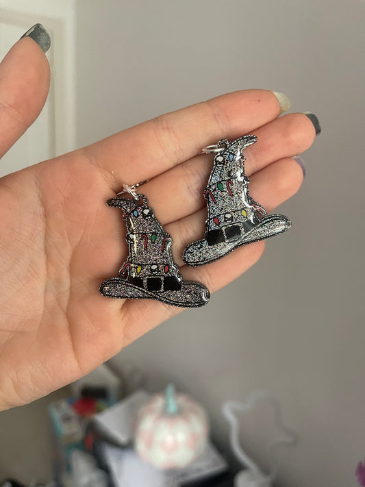 Holographic Christmas Witch Hats Earrings