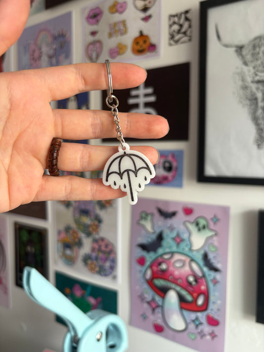 White Rainy Umbrella Keyring