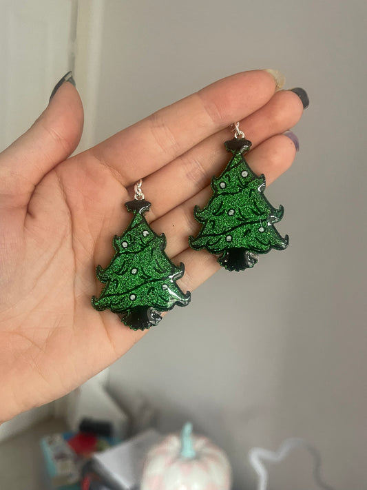 Spooky Christmas Tree Earrings