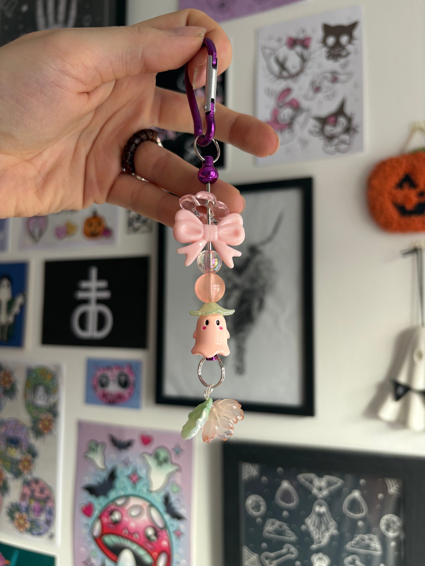 Pink Cottagecore Ghost Charm