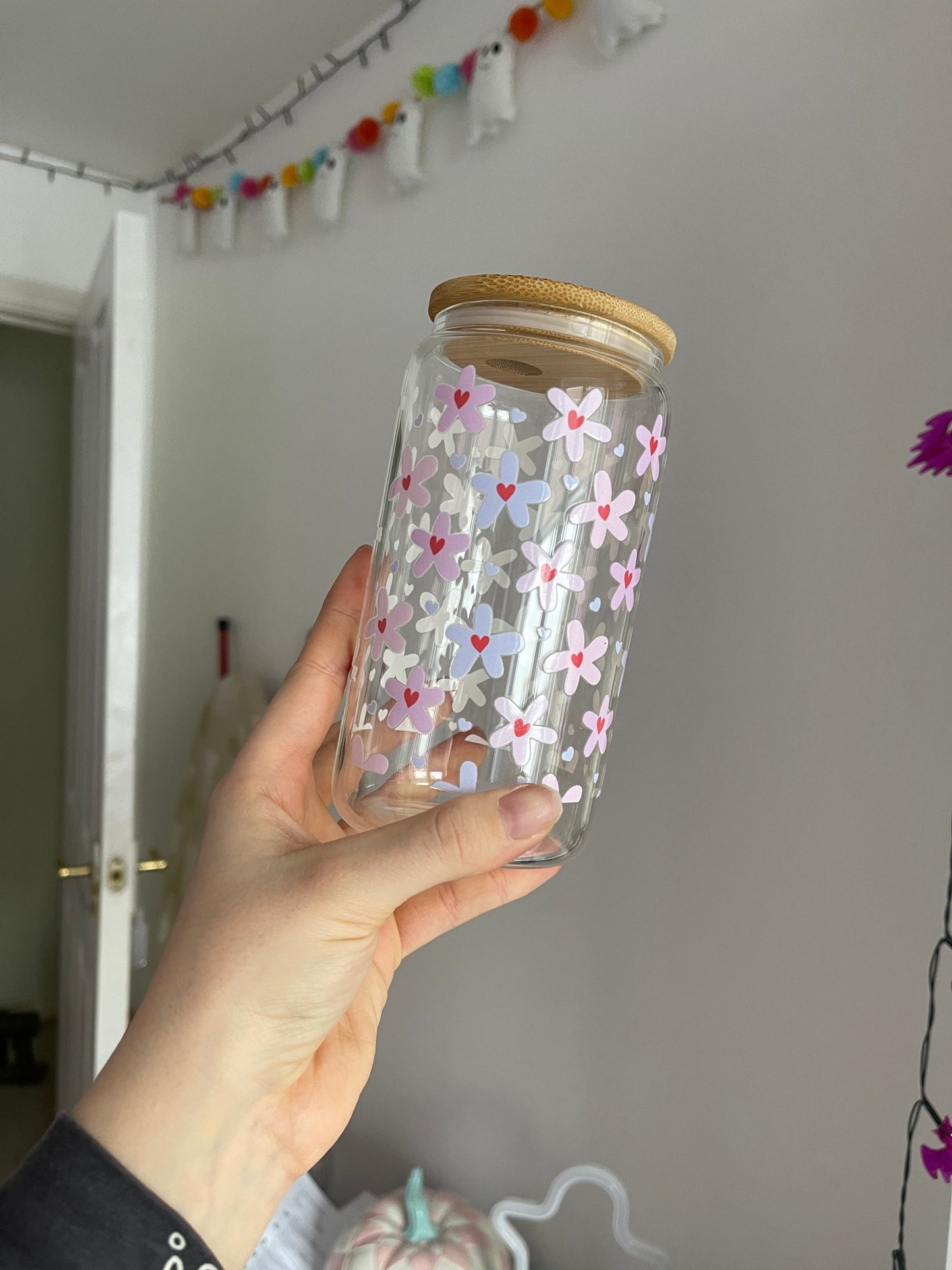 Colourful Heart Daisies Libbey Glass