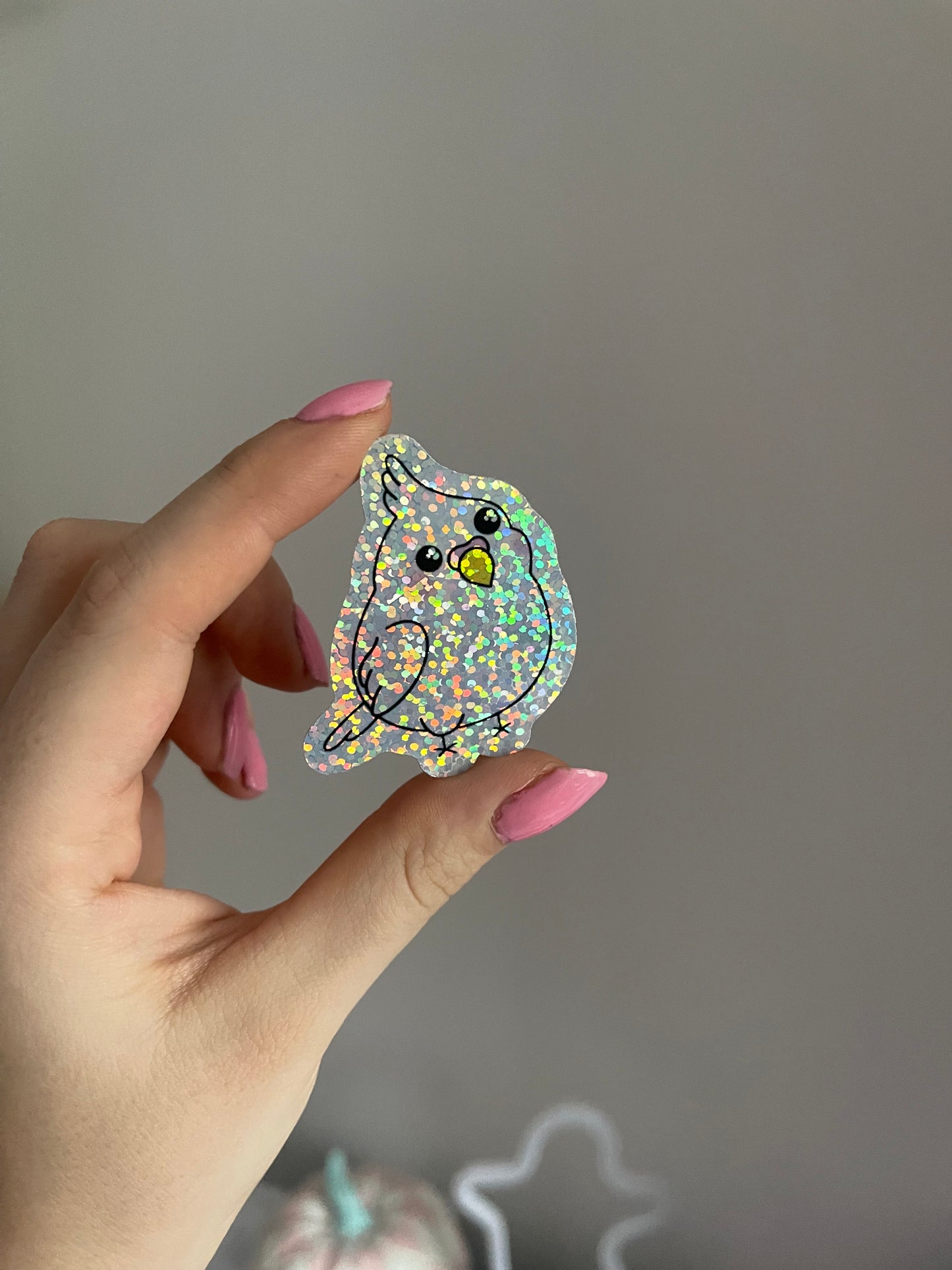 Spike The Cockatiel Holographic Glitter Sticker