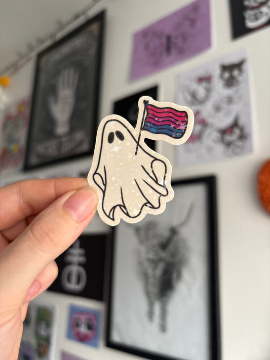 Bi Pride Ghost Holographic Sticker
