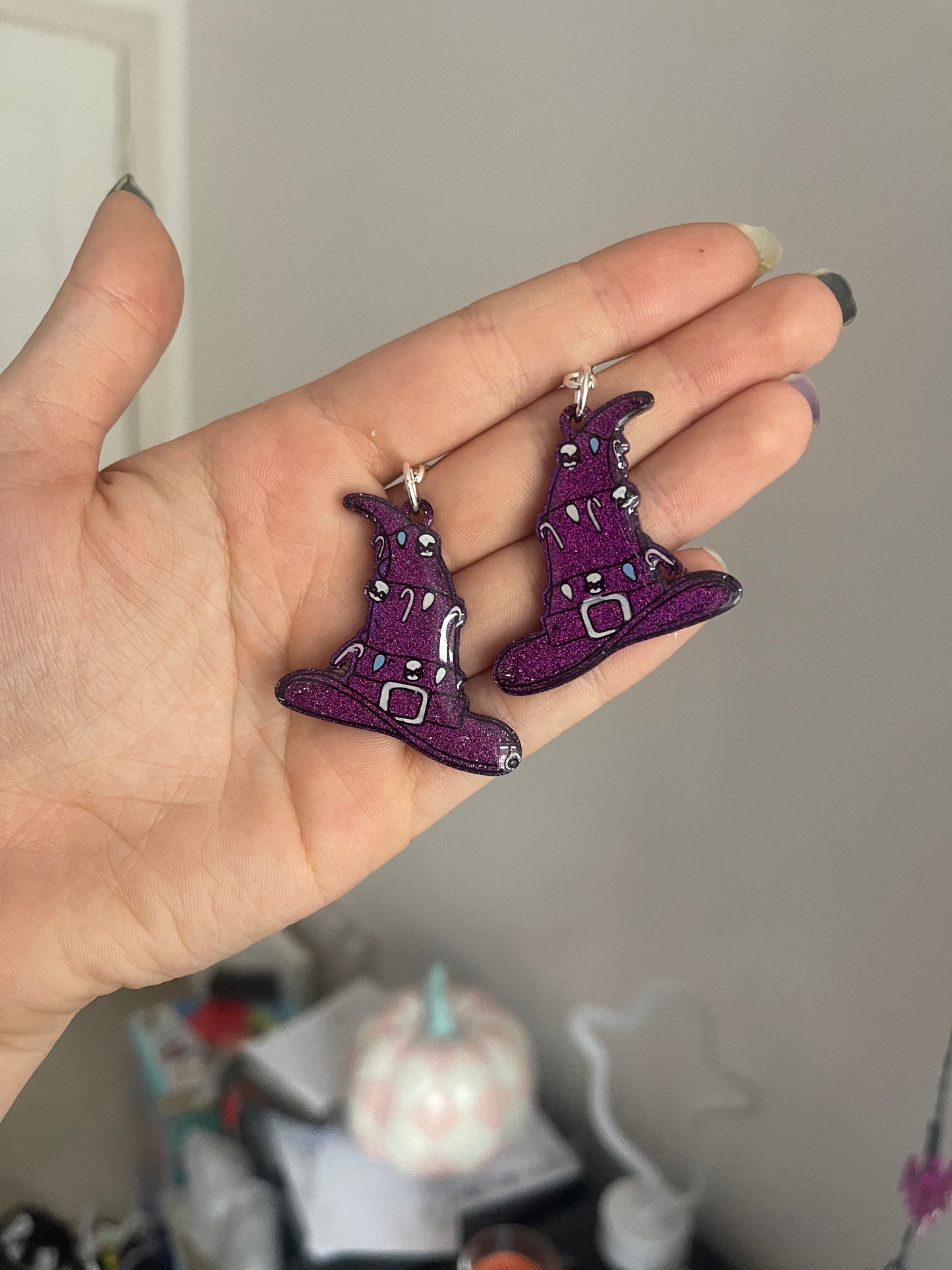 Purple Christmas Witch Hats Earrings