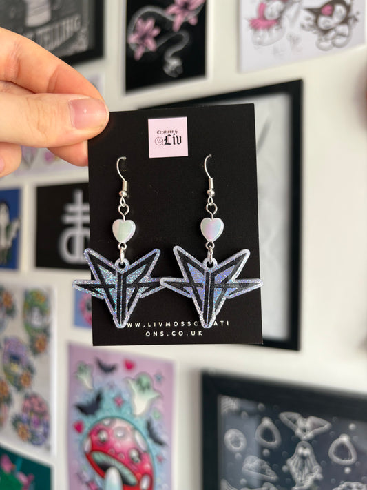 Lilac Holographic Falling Backwards Earrings