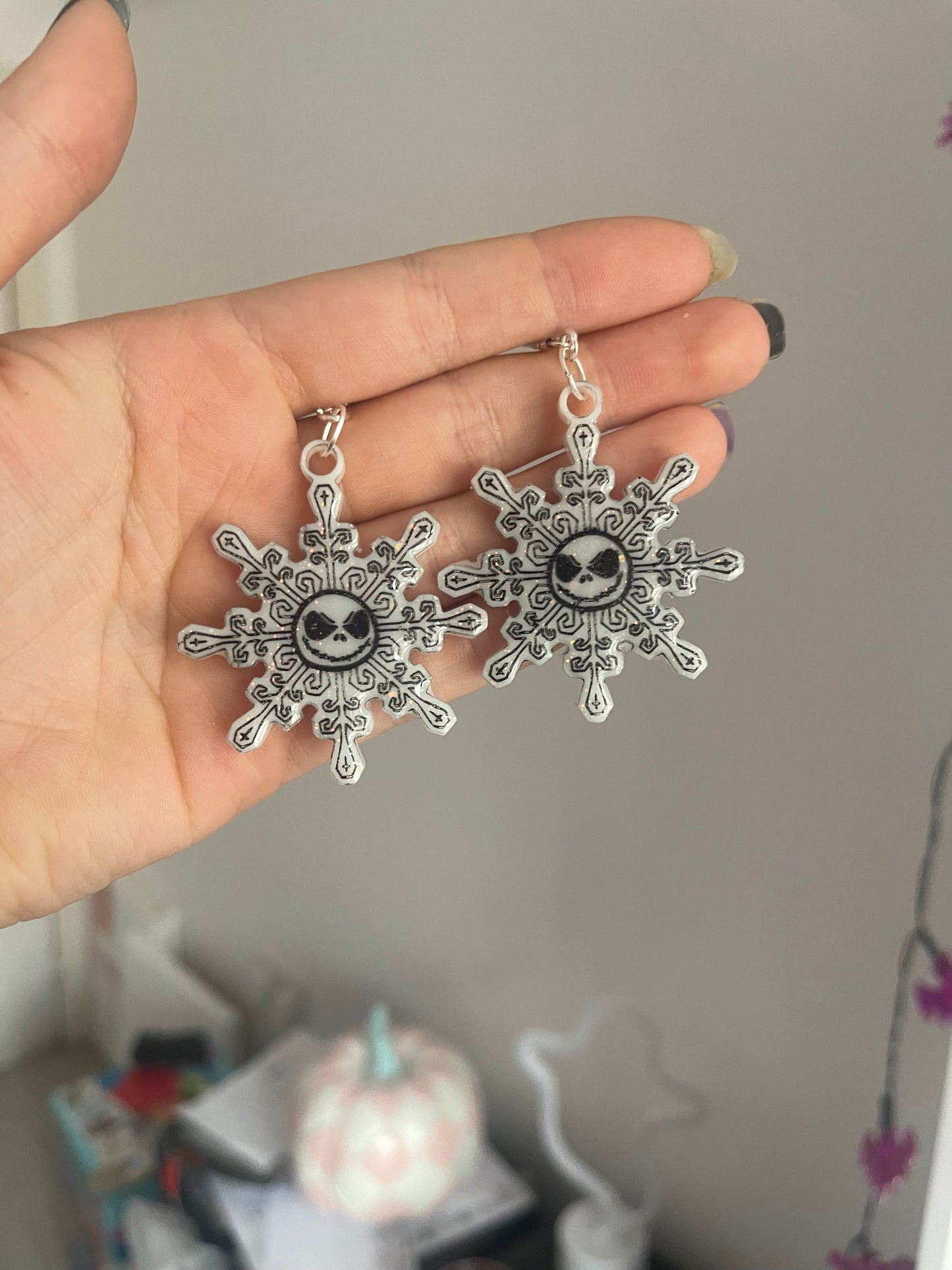 White Jack Snowflake Earrings