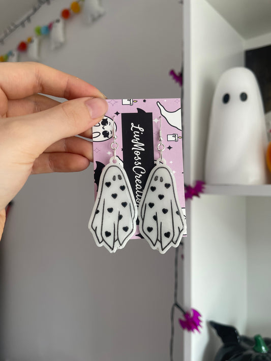 Black Heart Ghost Earrings