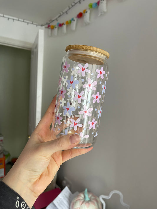 Colourful Heart Daisies Libbey Glass