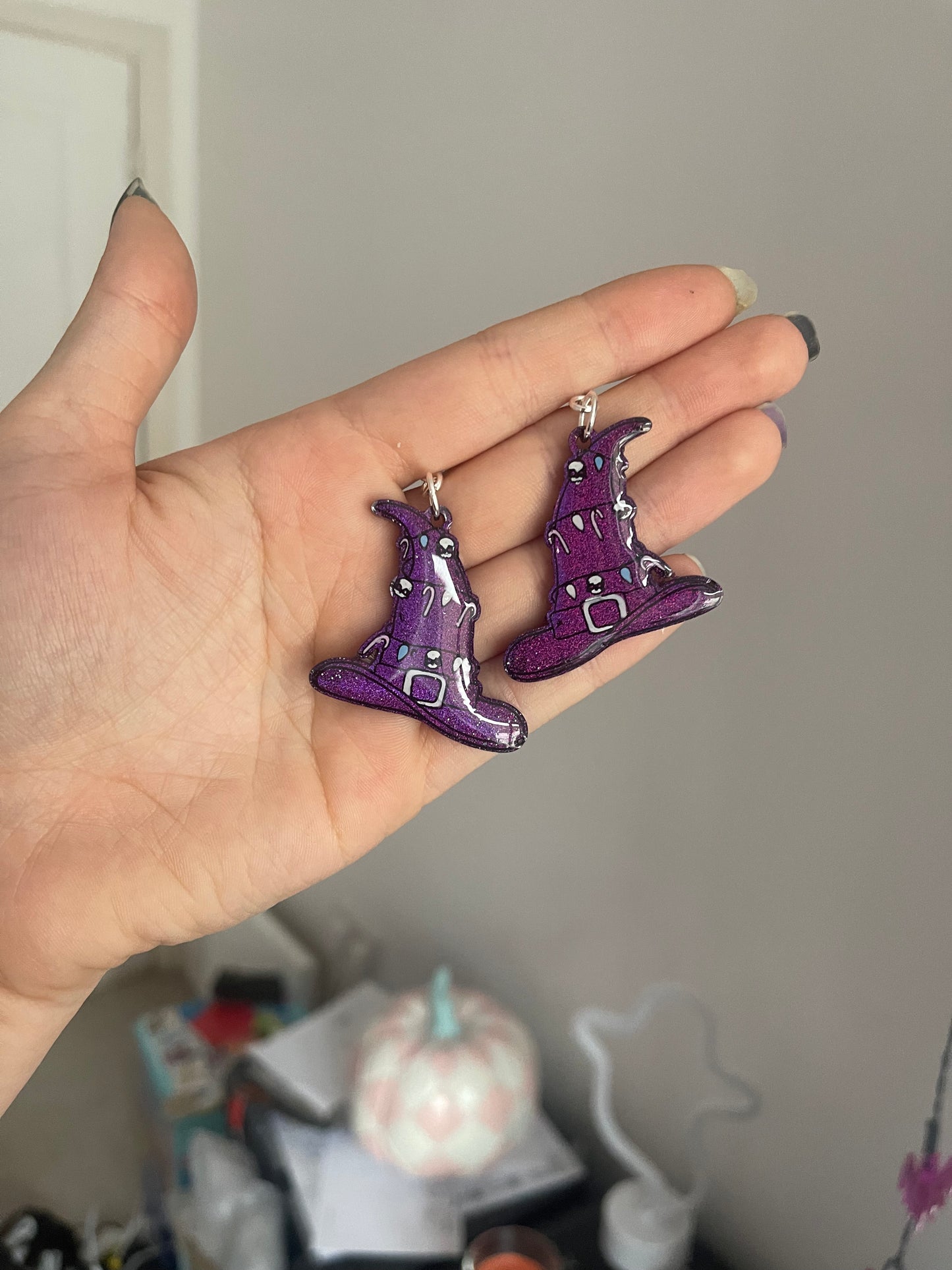 Purple Christmas Witch Hats Earrings