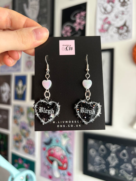 Small Blegh Barbed Heart Earrings