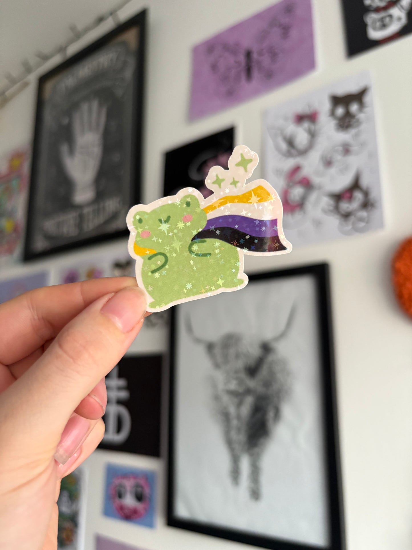 Non-Binary Pride Froggy Holographic Sticker