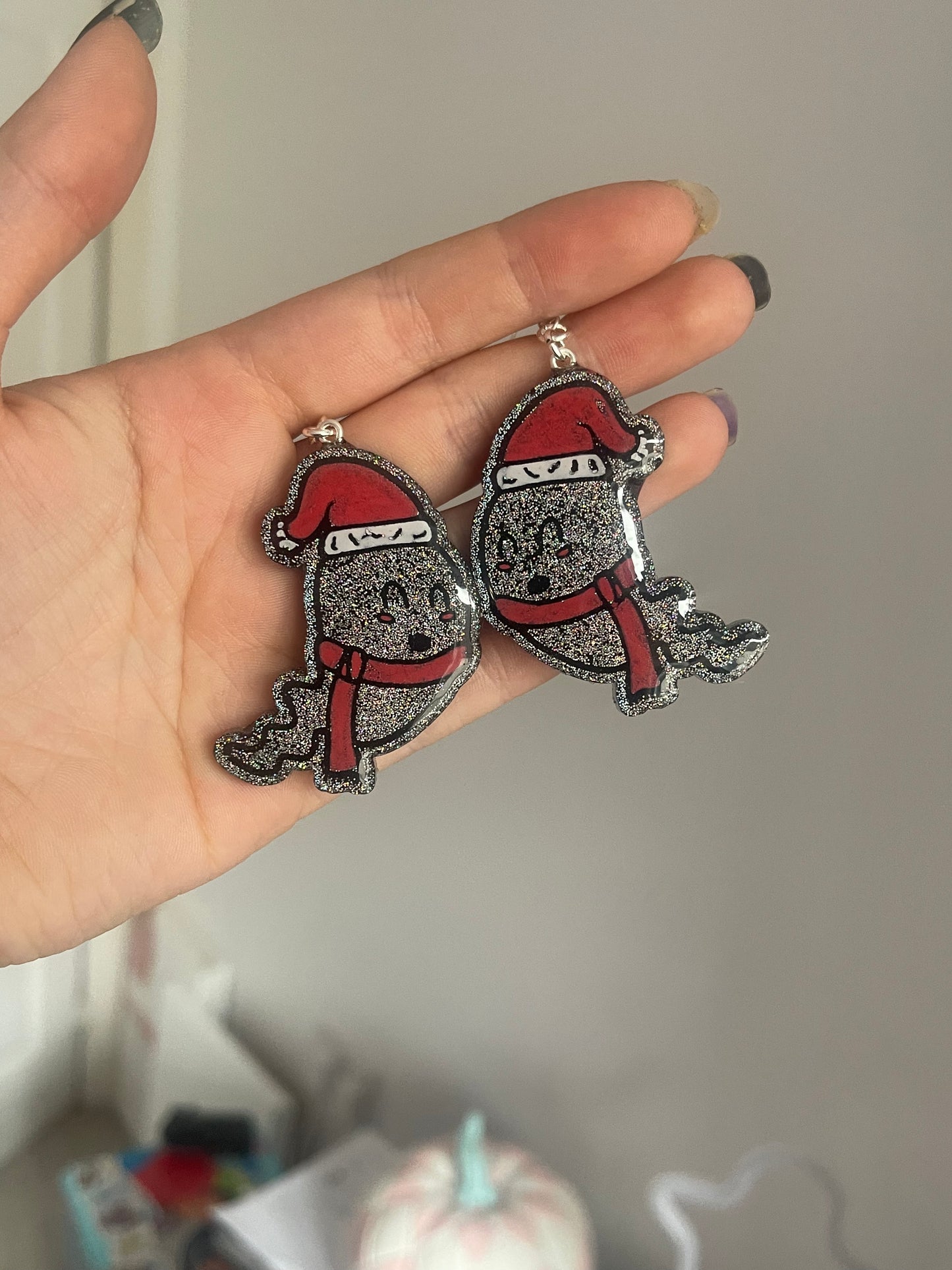 Holographic Santa Ghosts Earrings