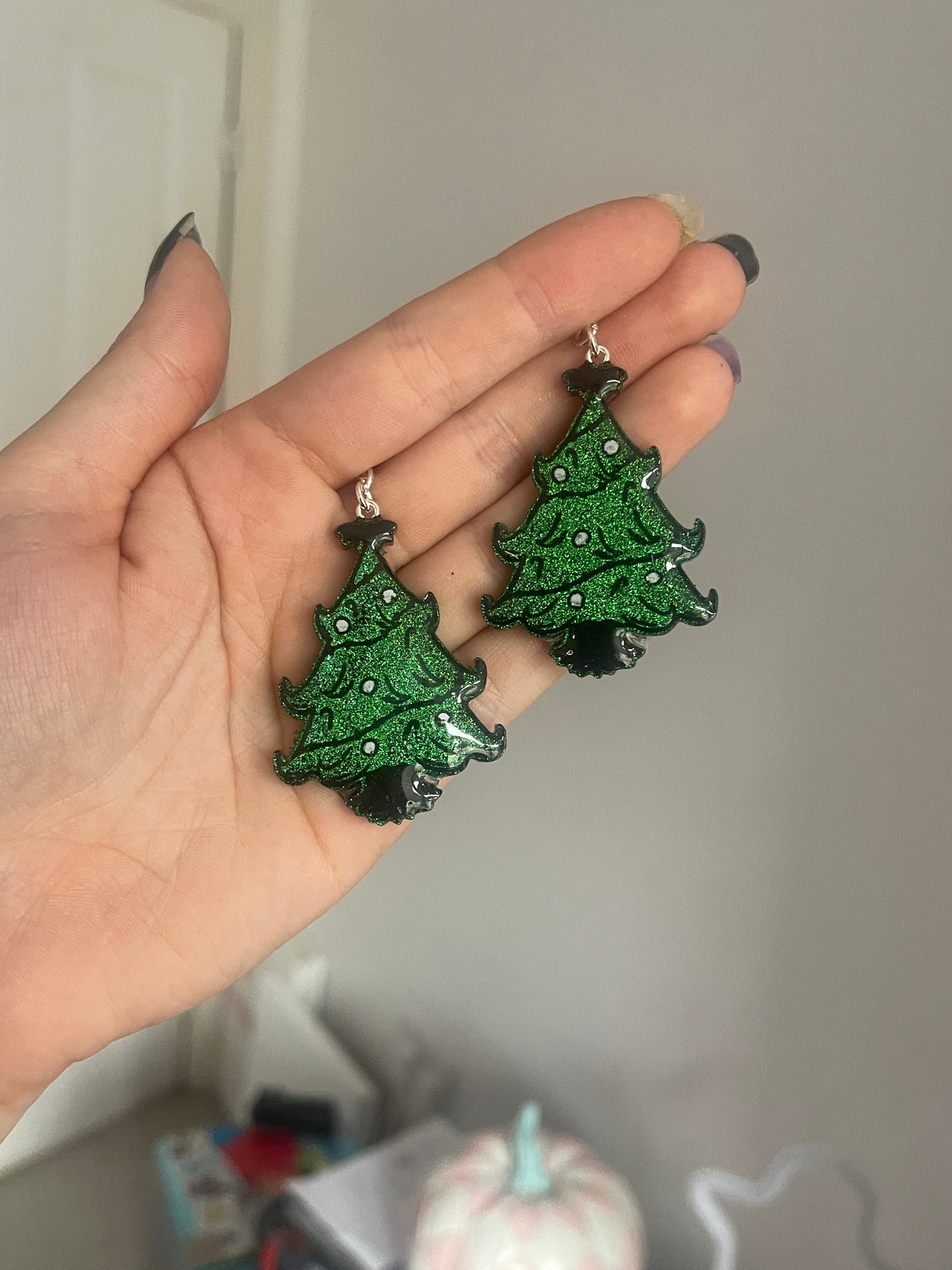 Spooky Christmas Tree Earrings